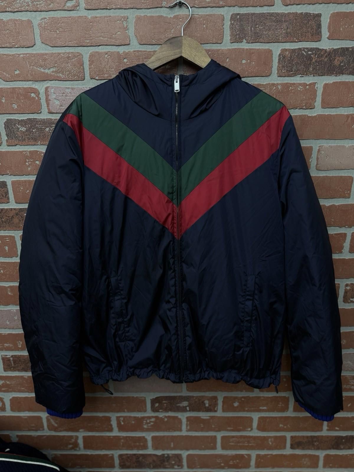 Gucci Gucci Men’s Color Block Puffer Jacket Size (52) Navy Blue Size US L / EU 52-54 / 3 - 3 Thumbnail