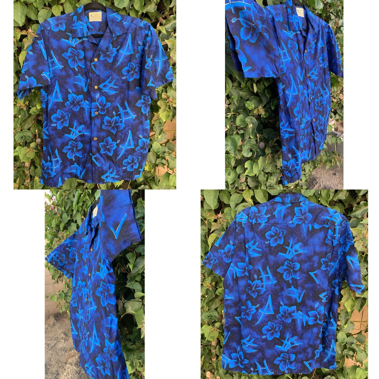 Market VINTAGE Island Casuals Hawaiian Shirt L XL Men Button-Up Short Sleeve Floral Cotton Blue Hawaii Waikiki Island Casuals International Market Place Size US L / EU 52-54 / 3 - 8 Thumbnail