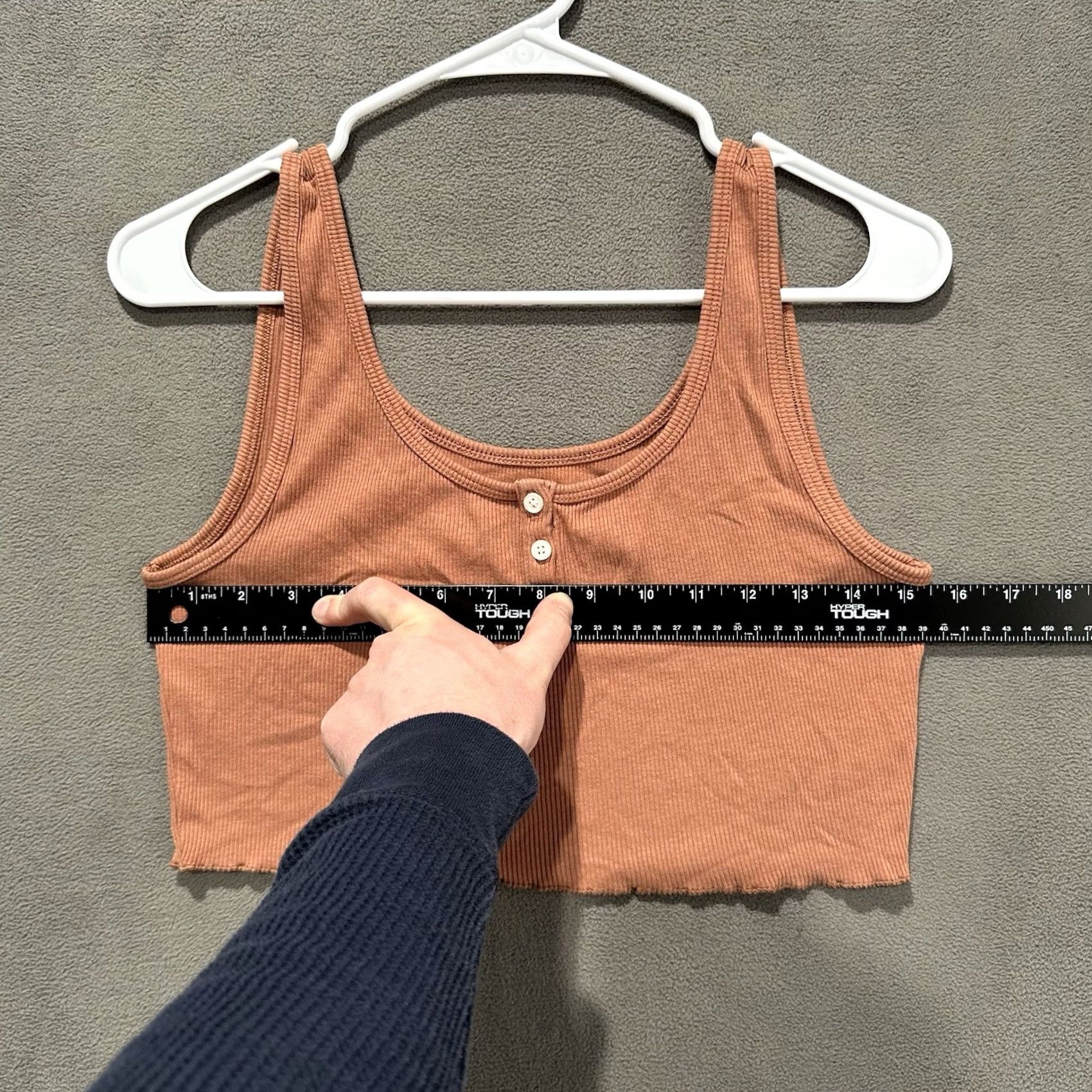 American Eagle Outfitters American Eagle Tank Top Womens M Orange Ribbed Henley Cropped Scoop Sleeveless Size M / US 6-8 / IT 42-44 - 5 Thumbnail