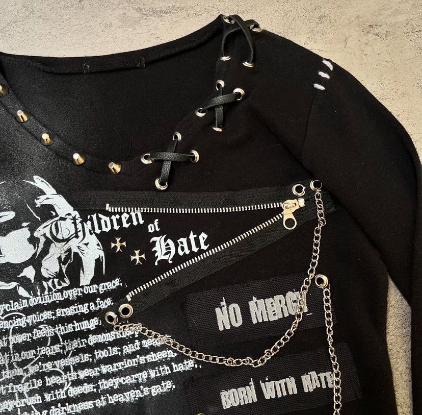 If Six Was Nine × Japanese Brand × Le Grande Bleu (L.G.B.) Black skull chain poem long sleeve shirt Size US S / EU 44-46 / 1 - 3 Thumbnail