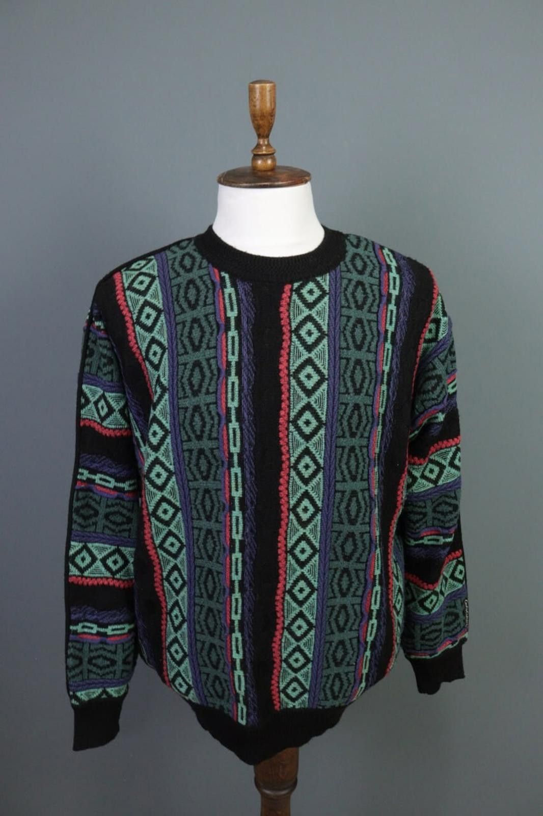 Carlo Colucci Carlo Colucci Multicolor Geometric Wool Knit Sweater Size 50 Size US M / EU 48-50 / 2 - 1 Thumbnail