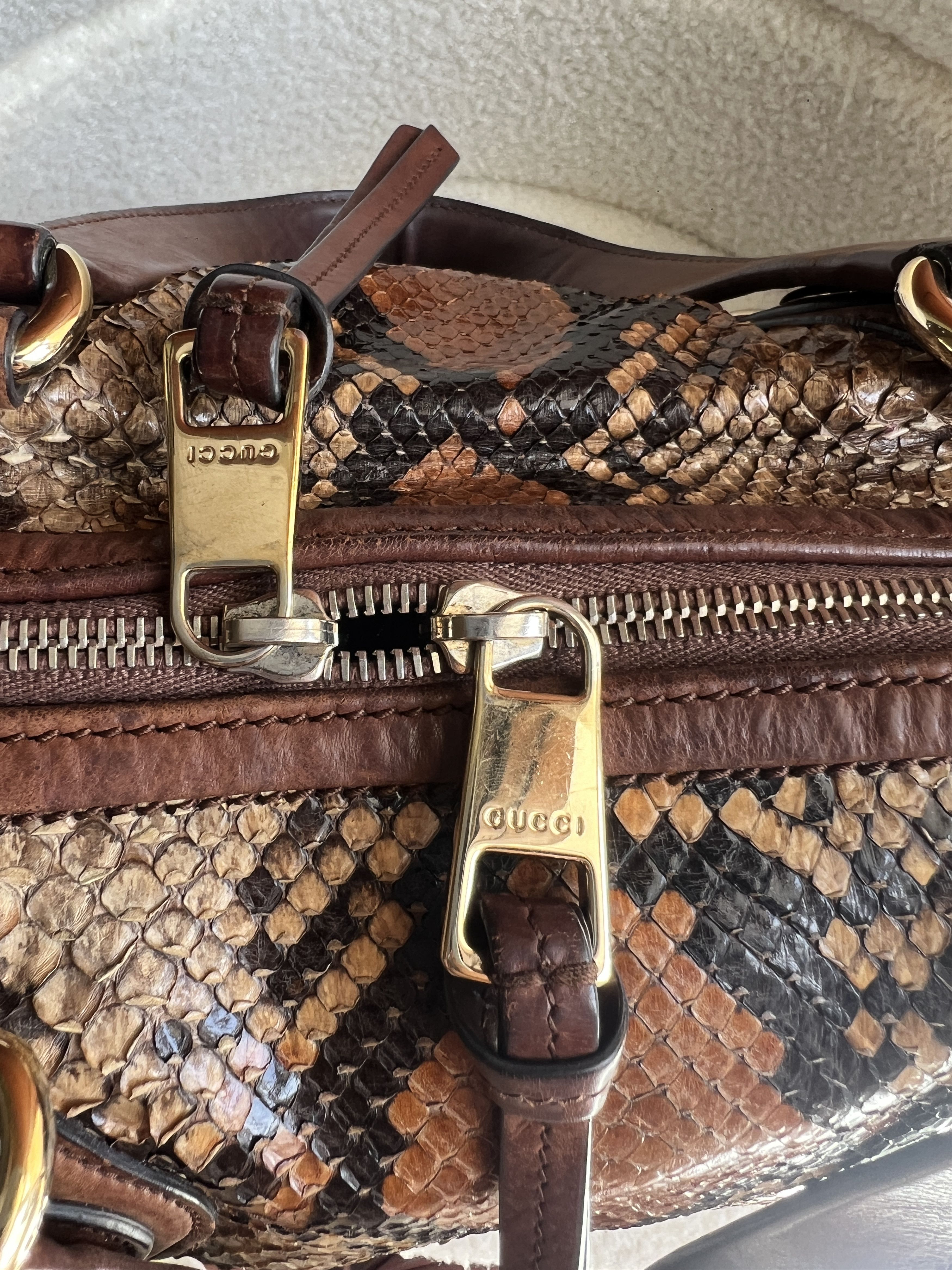 Gucci Rare Gucci Brown Python Leather Large Tote Bag Size ONE SIZE - 11 Thumbnail
