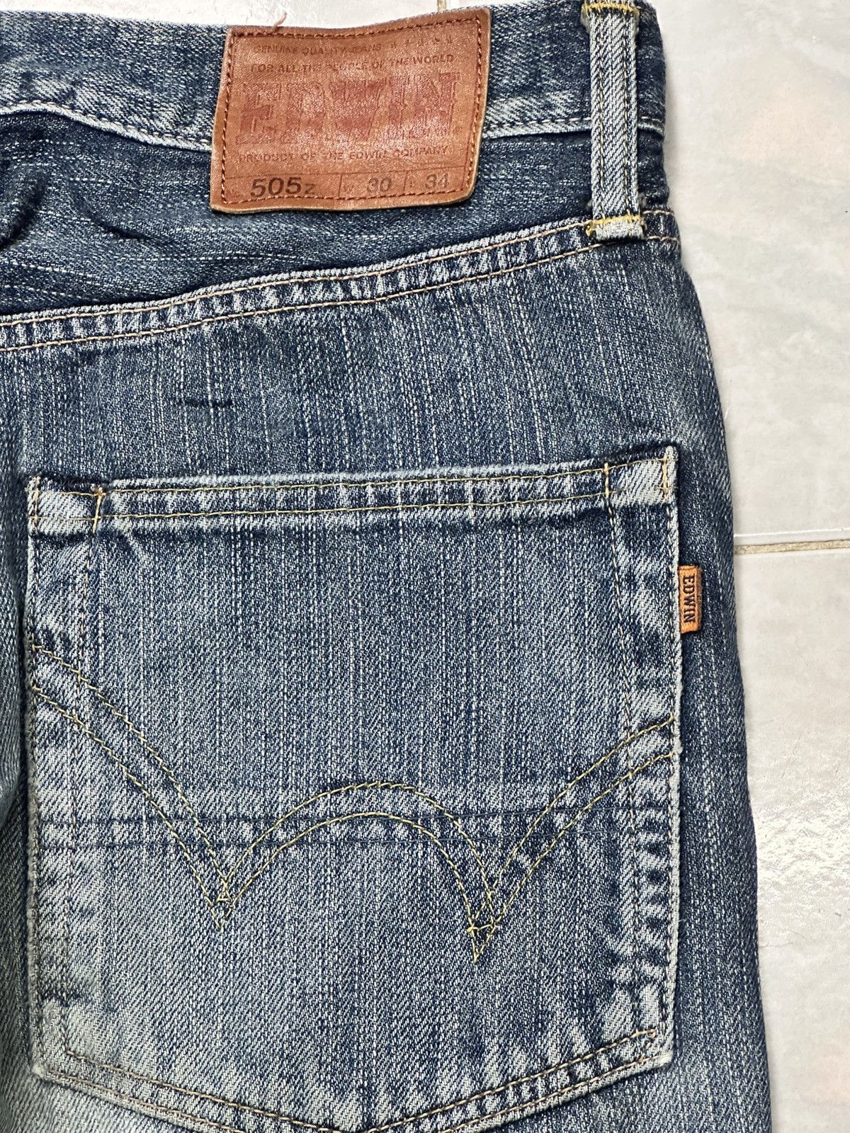 Edwin Vintage Insane Edwin 505z Orange Tab Selvedge Straight Jeans Size US 30 / EU 46 - 8 Thumbnail