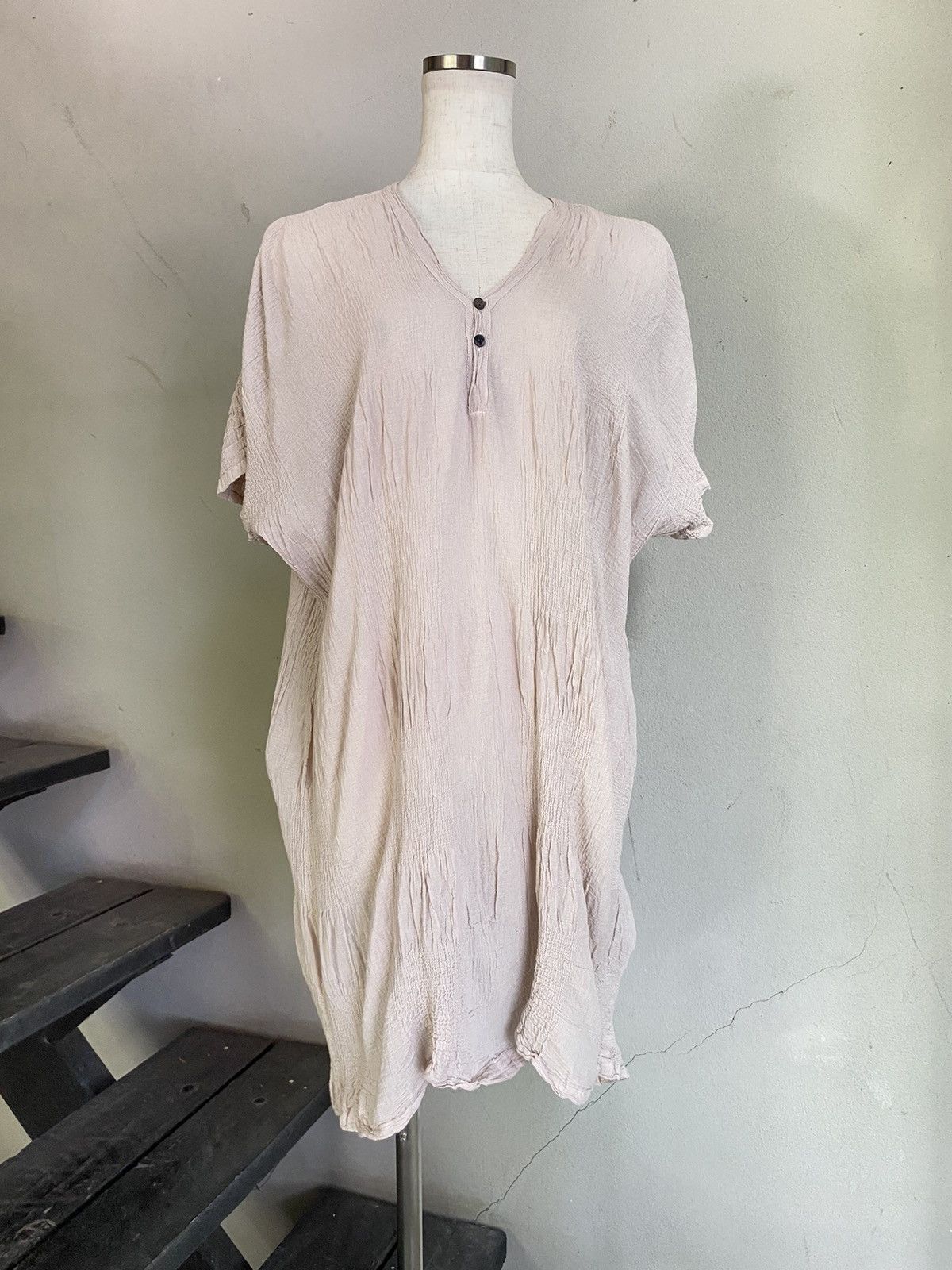 Issey Miyake Plantation Crinkled Baby Pink Tunic Size ONE SIZE - 3 Thumbnail