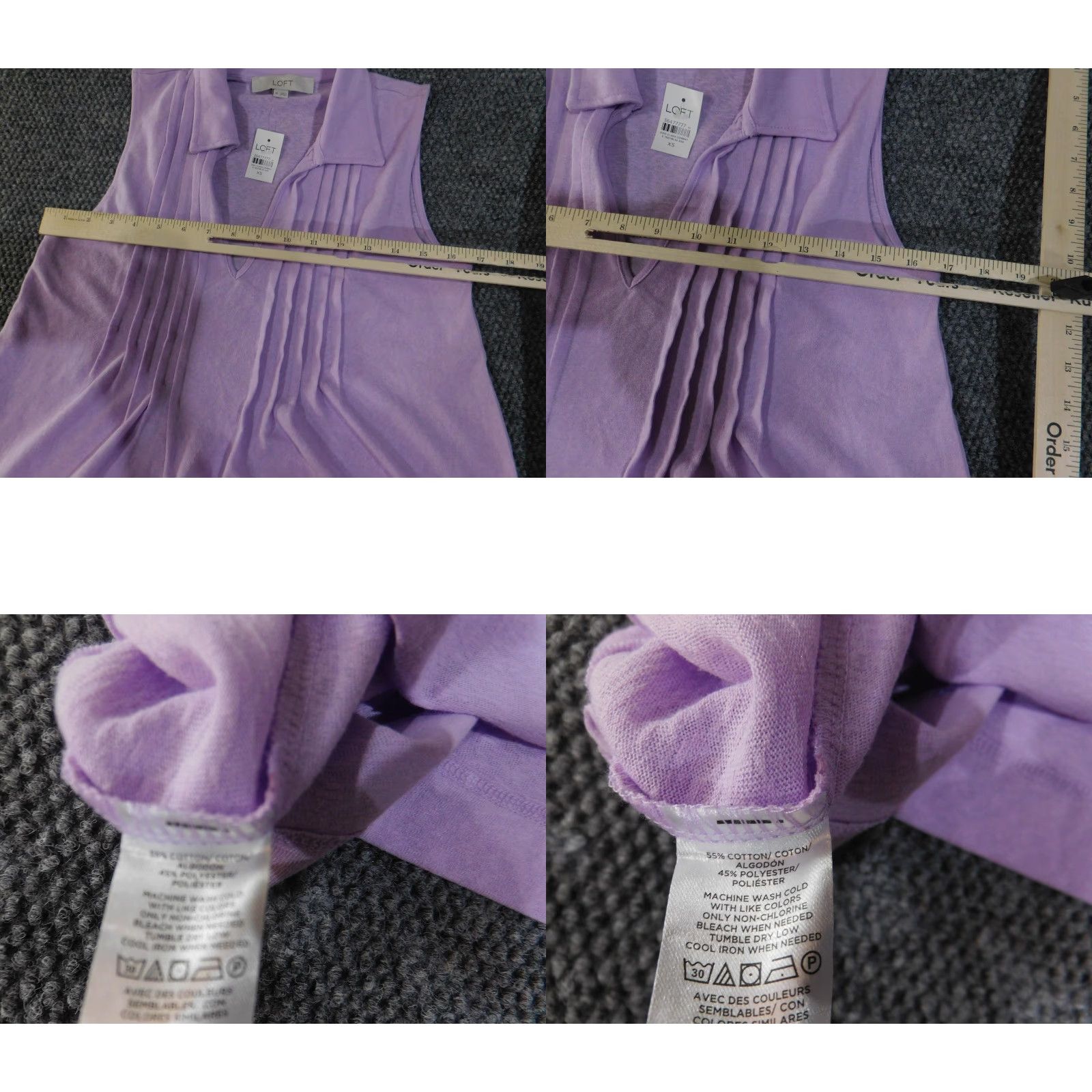 Loft LOFT Sleeveless Collared Top Womens XS Purple Pleated Front Blouse Spring Tank Size XS / US 0-2 / IT 36-38 - 8 Thumbnail