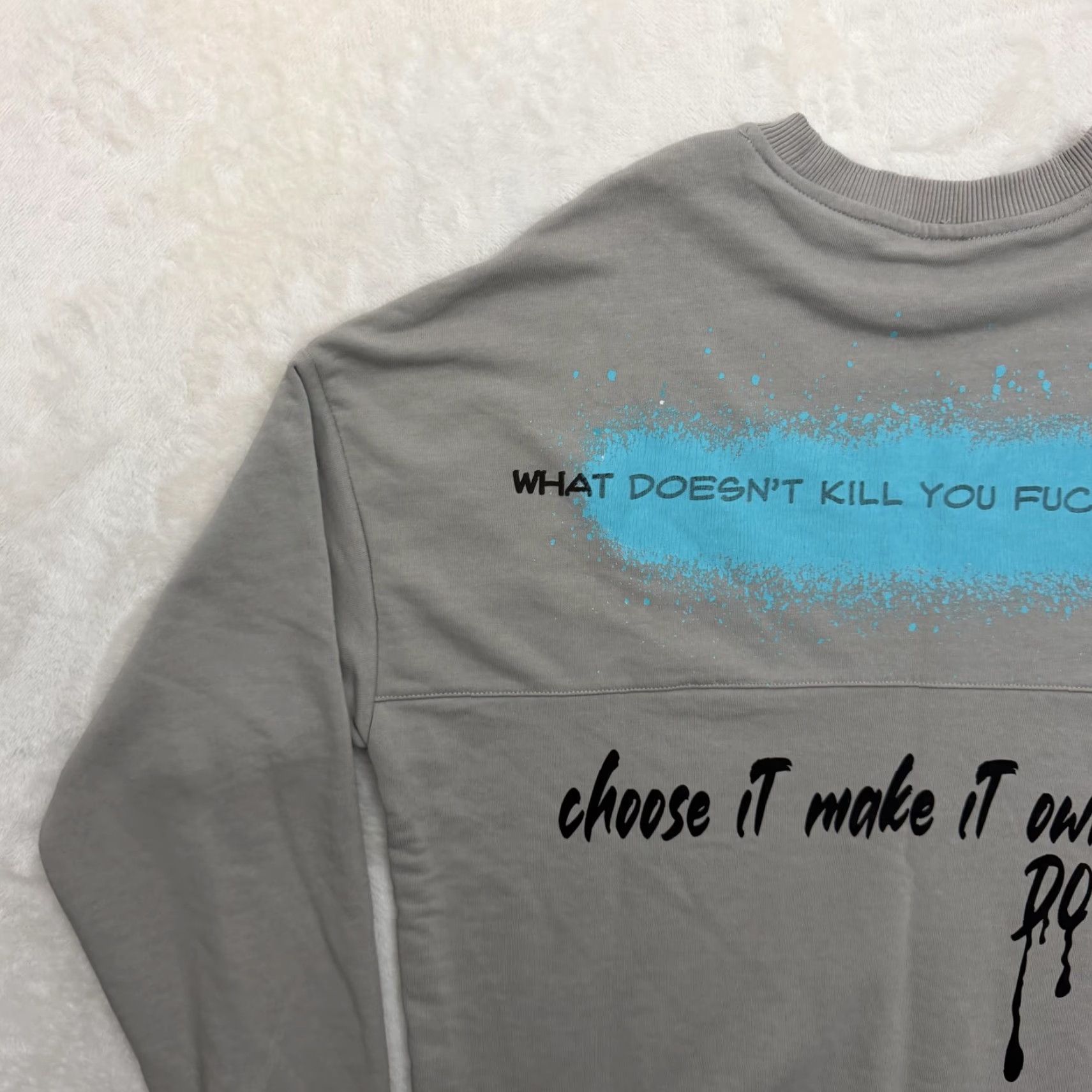 Vintage BREEZY Sweatshirt Mens L Gray Graphic Print Pullover Quote Crew Neck Relaxed Fit All Seasons Size US L / EU 52-54 / 3 - 6 Thumbnail