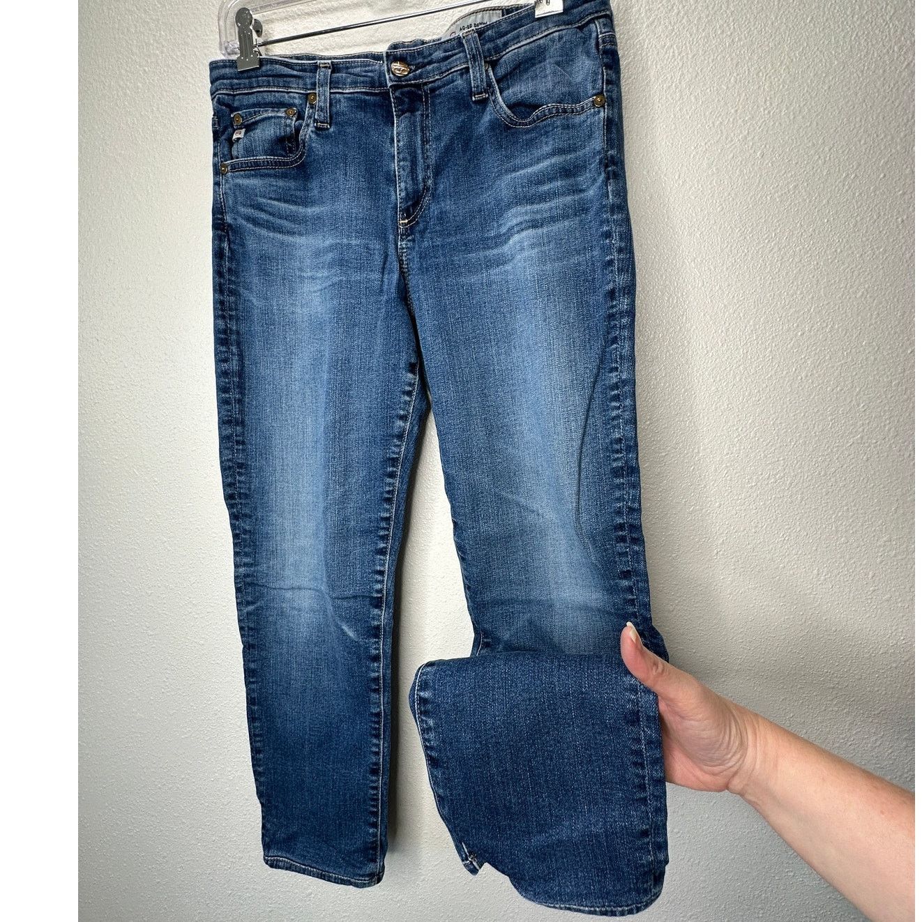 AG Adriano Goldschmied AG Dark Wash Whiskered Prima Cigarette Leg Jeans 30 Size 30" / US 8 / IT 44 - 4 Thumbnail