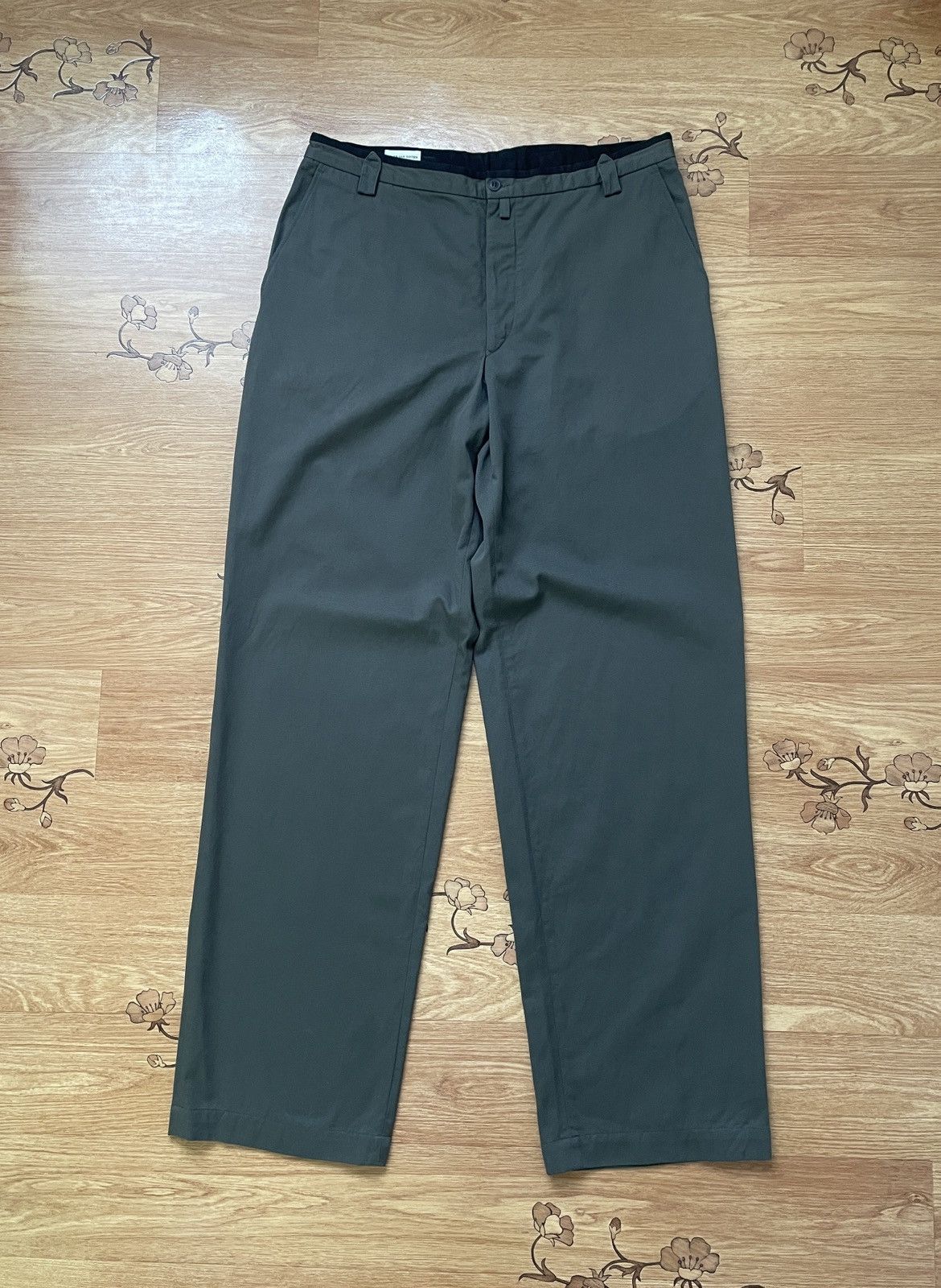 image of Dries Van Noten Pants Trousers in Khaki Grey, Men's (Size 36)