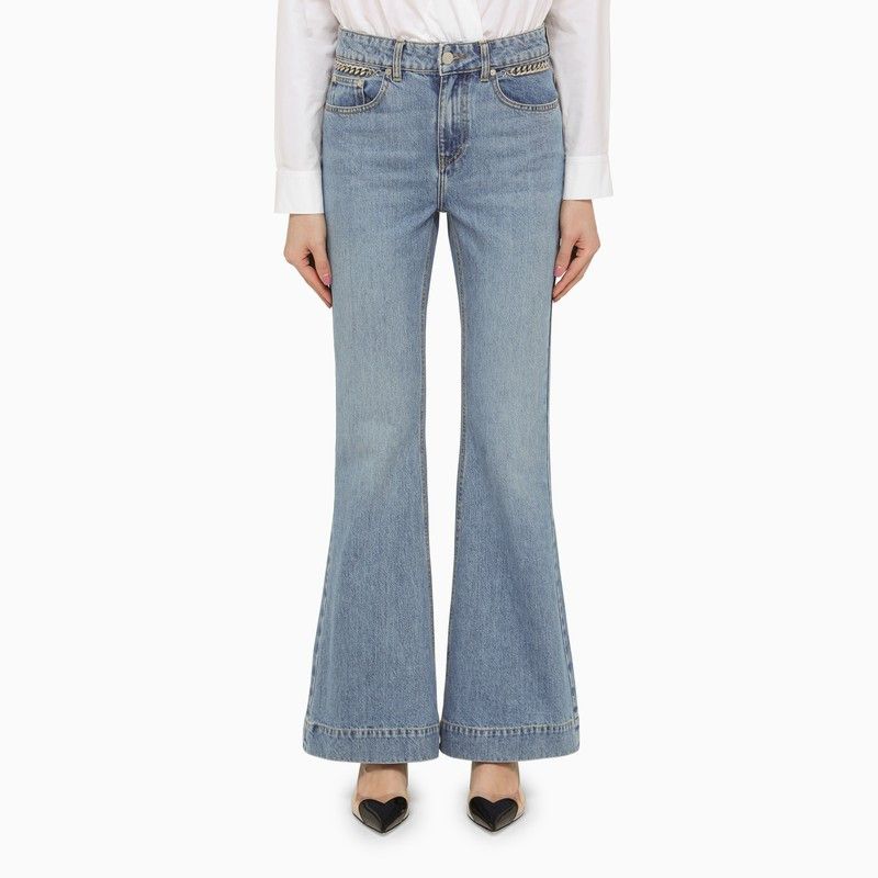 image of Stella Mccartney Falabella Mid Vintage Blue Wide Leg Jeans, Women's (Size 30)