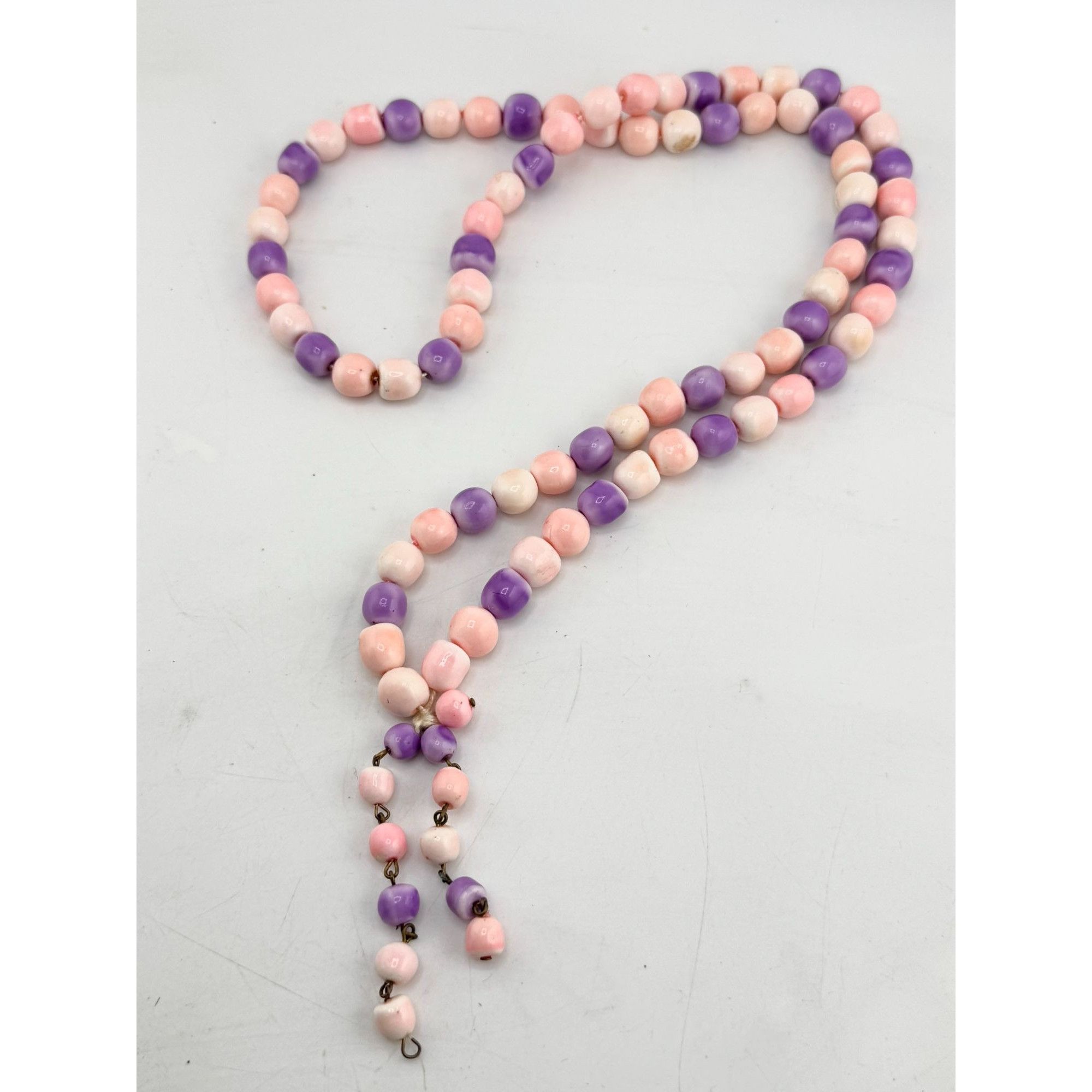 Vintage Vintage pink purple beaded long necklace Size ONE SIZE - 2 Thumbnail