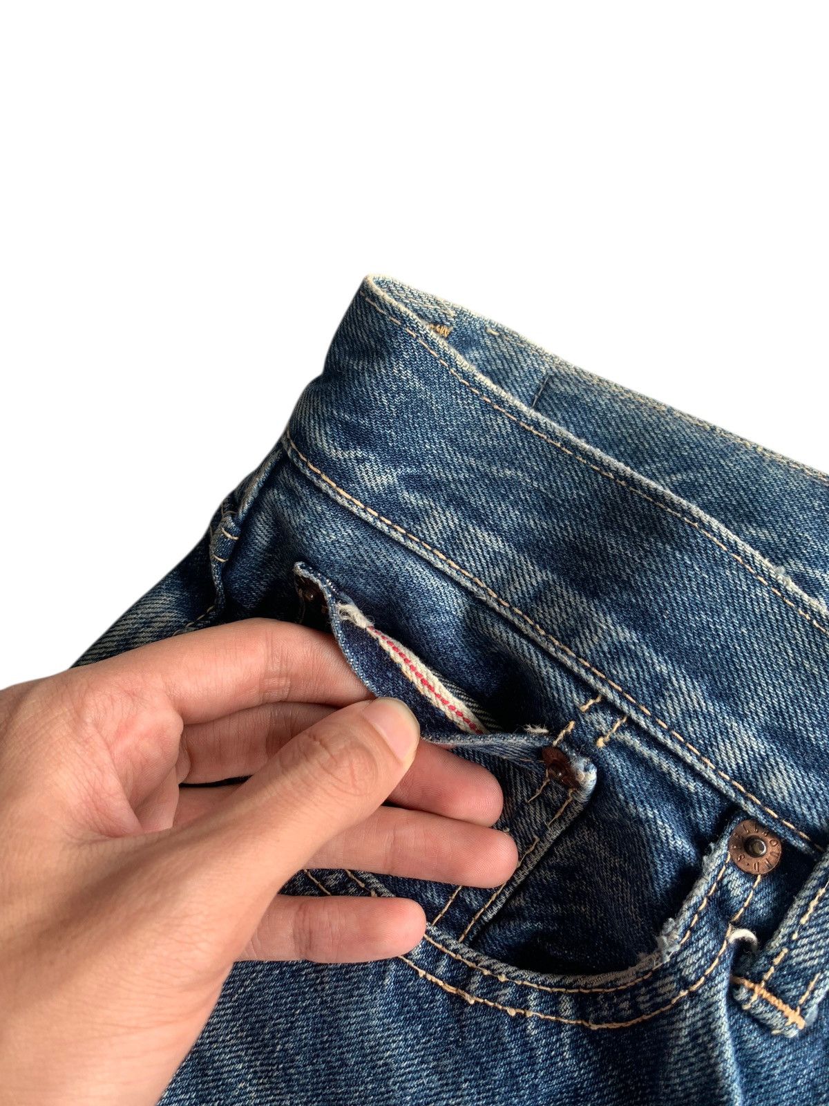 Japanese Brand × Kapital × Vintage SPELLBOUND DOMINGO SELVEDGE BUTTON FLY DISTRESSED DENIM Size US 32 / EU 48 - 10 Thumbnail