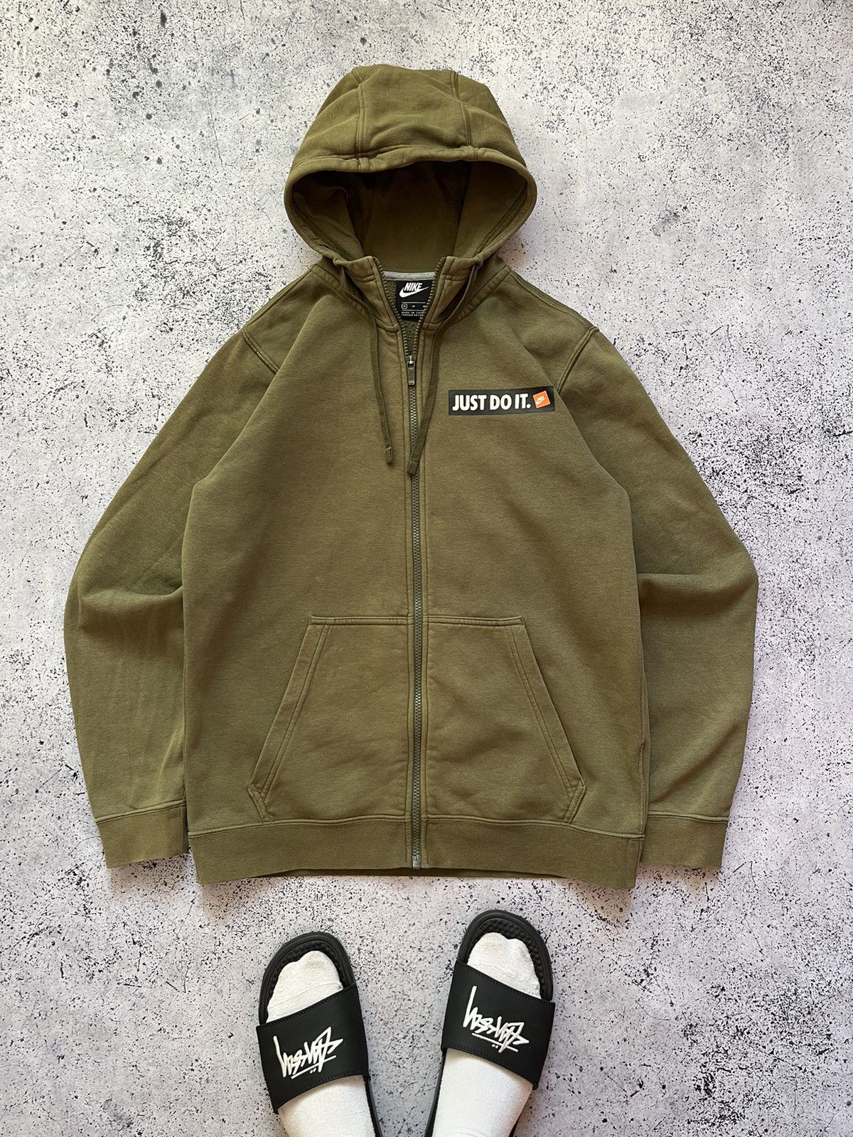 Nike × Vintage Vintage Nike Zip Hoodie Embroidered Logo Khaki Drill Y2K USA Size US M / EU 48-50 / 2 - 1 Thumbnail