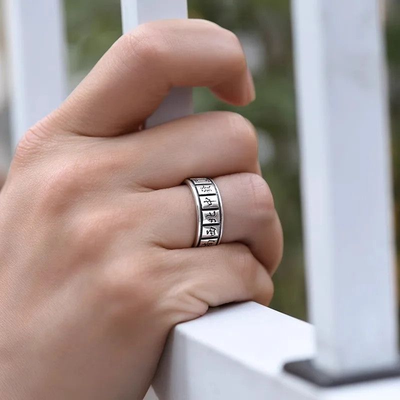 Jewelry × Vintage Silver Retro Statement Ring Vintage-Inspired Design Size ONE SIZE - 3 Thumbnail