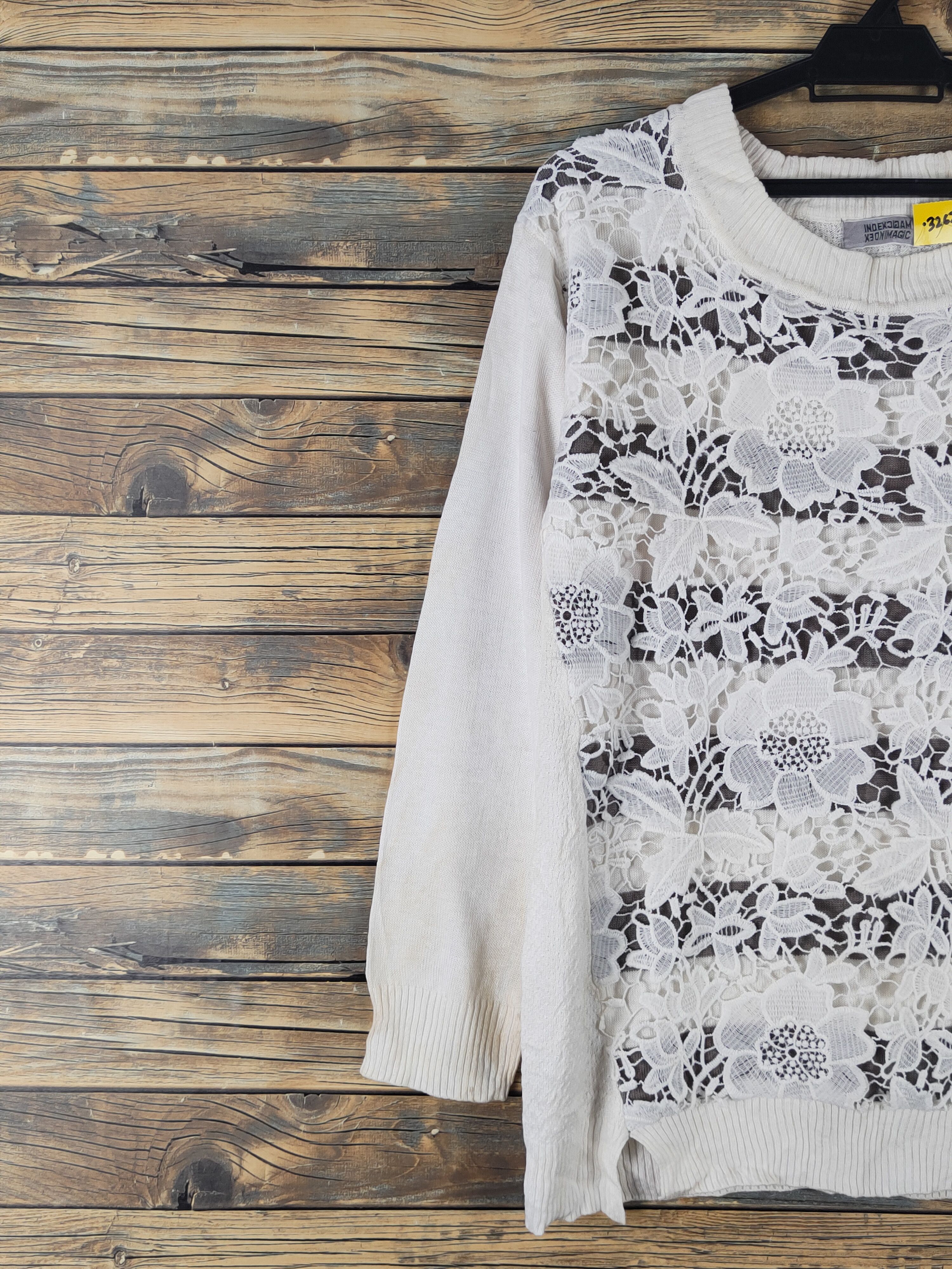 Homespun Knitwear × Japanese Brand × Vintage Index Magic Ivory Knitwear Sweatshirts #W1765 Size L / US 10 / IT 46 - 3 Thumbnail