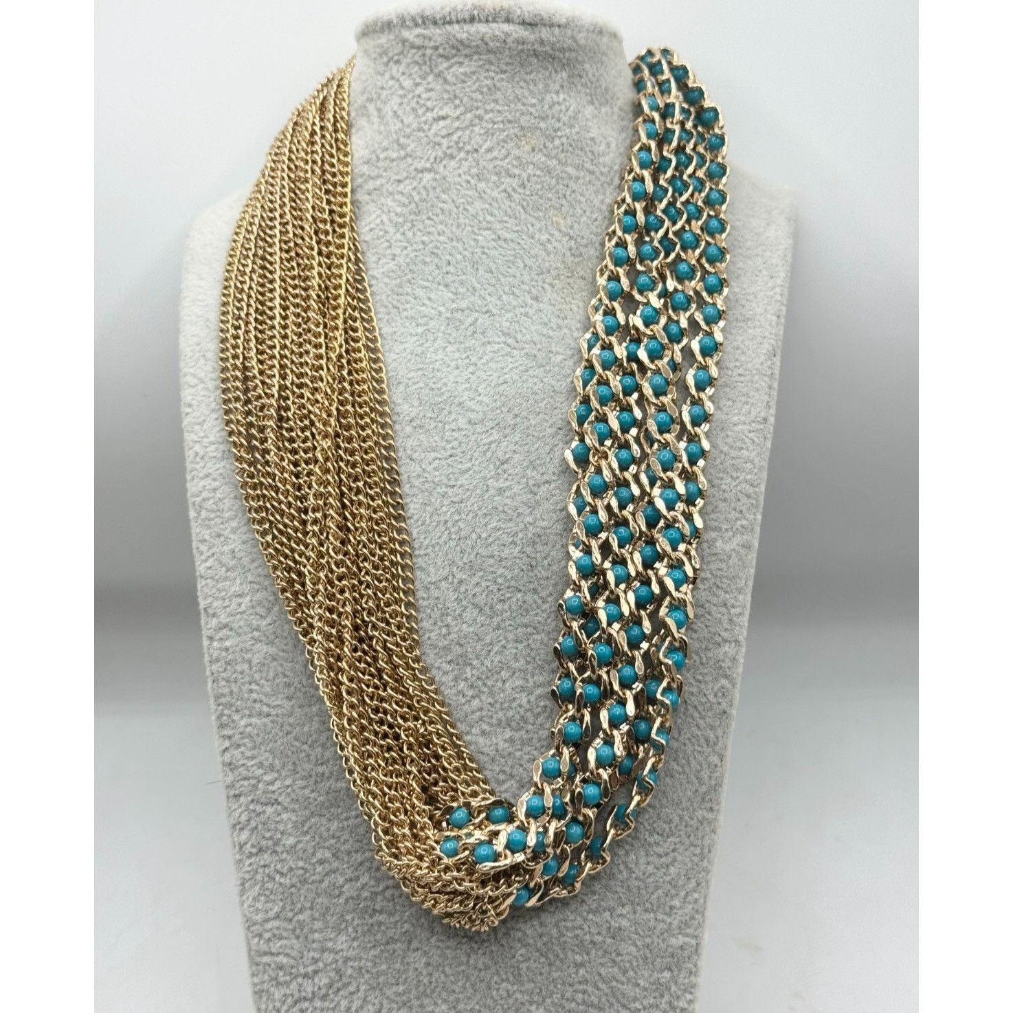 Other Vintage multi chain blue beaded necklace Size ONE SIZE - 1 Thumbnail