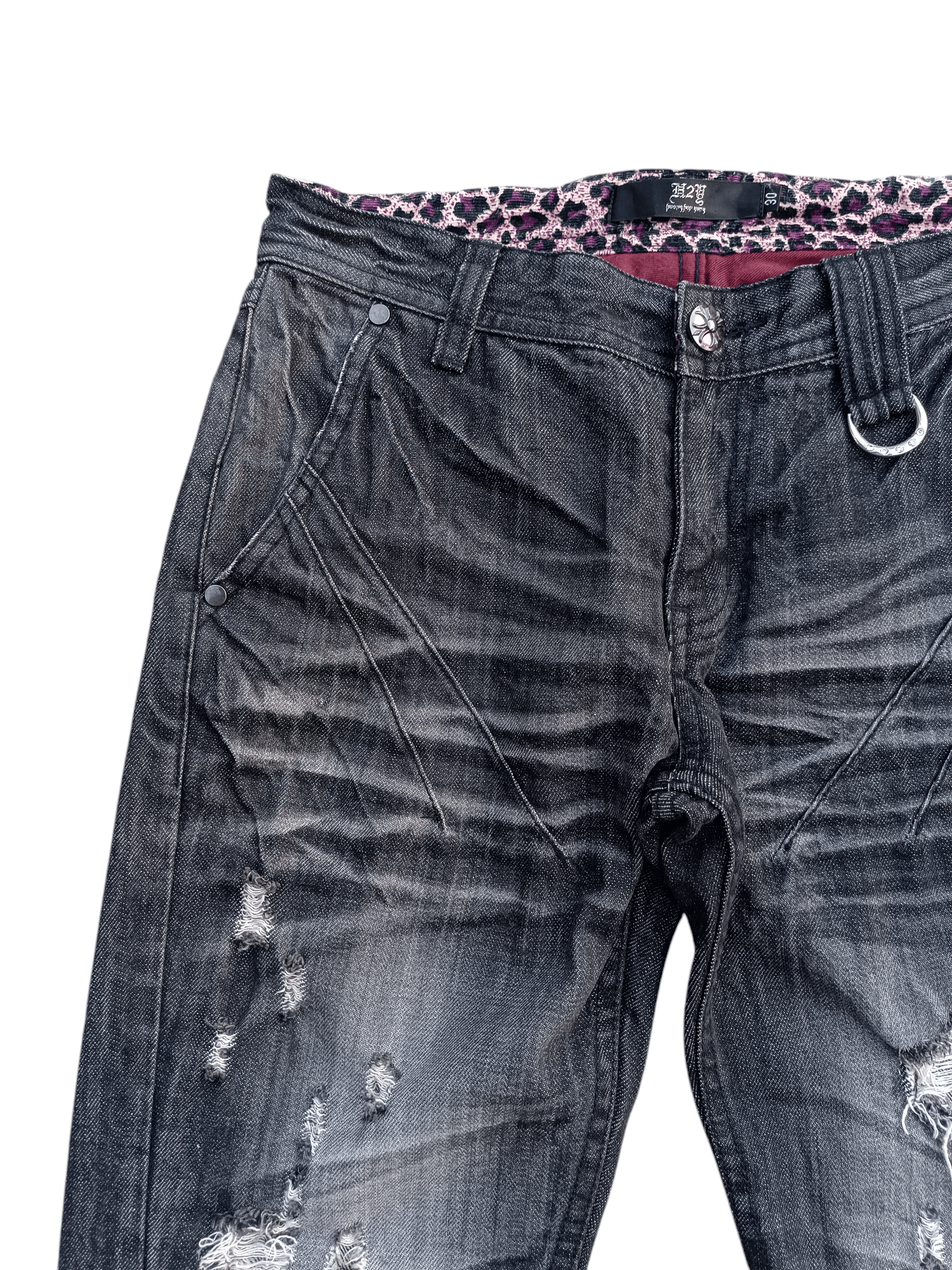 Japanese Brand RARE💥JAPANESE BRAND DENIM FLARE DISTRESED EMBROIDERY JEANS Size US 29 - 7 Thumbnail