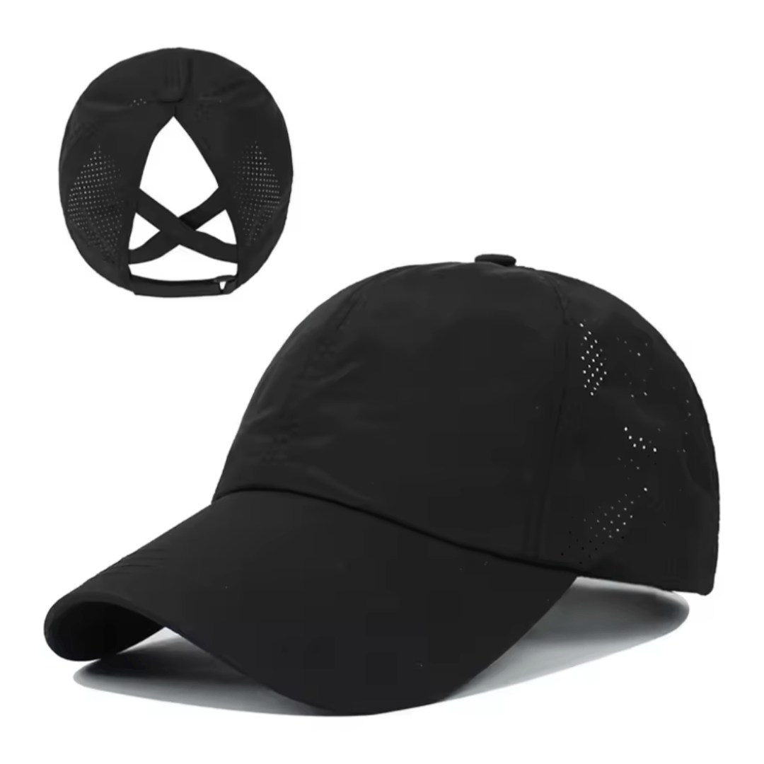 Japanese Brand Sport Cap Cross Ponytail Hat, Black, NEW Size ONE SIZE - 1 Thumbnail