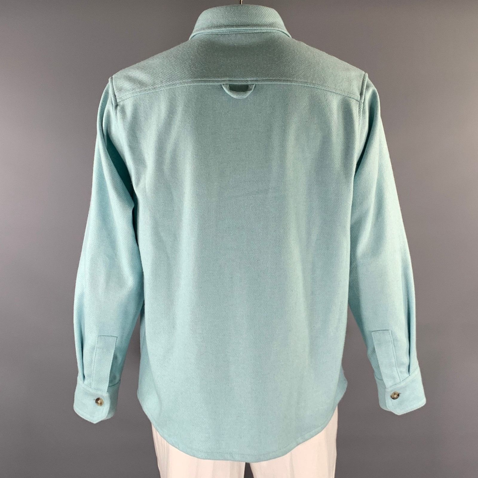A.P.C. A.P.C. XL Blue Contrast Stitch Wool Blend Flannel L/S Shirt Size US XL / EU 56 / 4 - 3 Thumbnail
