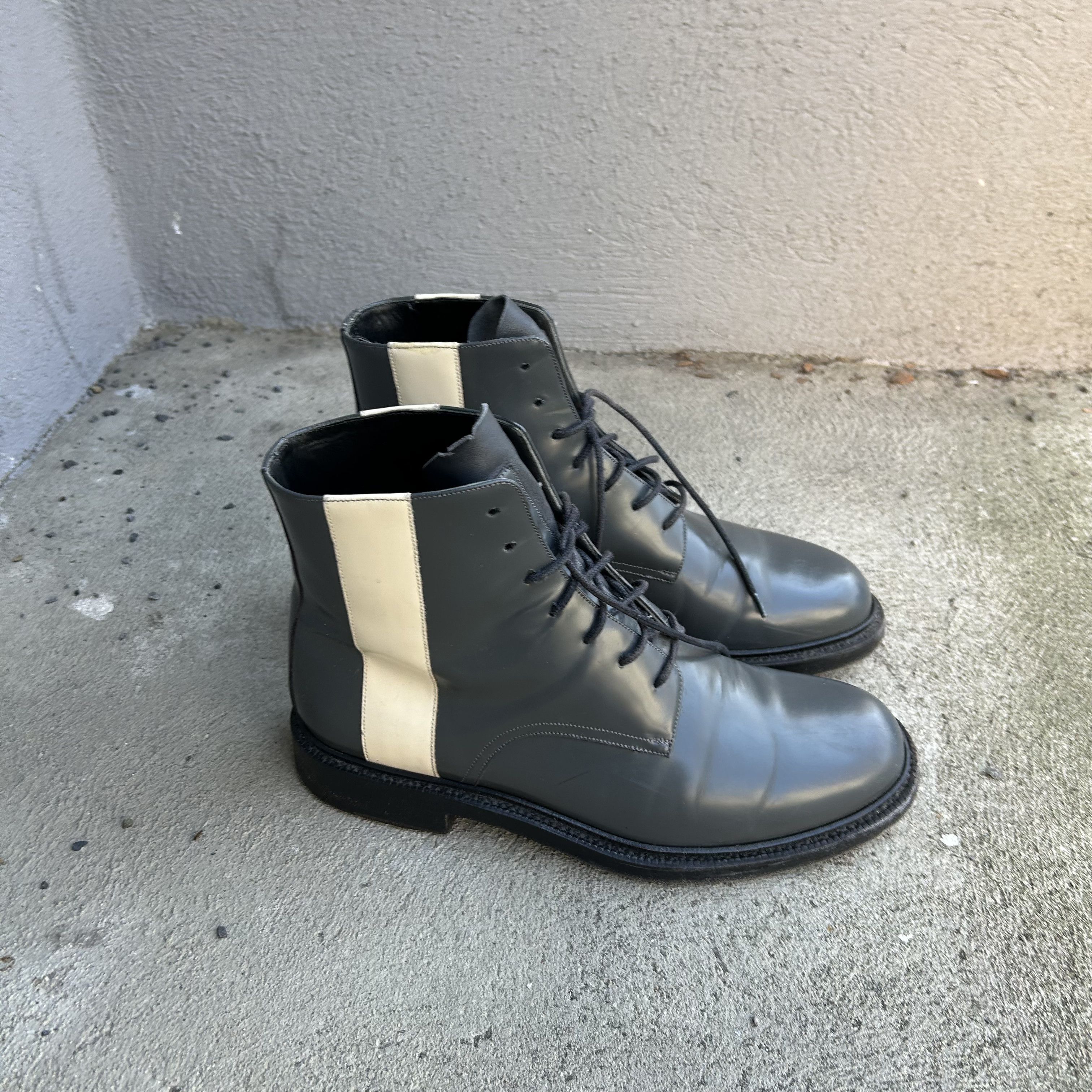 Calvin Klein 205W39NYC CK205 Grey/Cream Patent Leather Combat Boots Shoes Size US 9 / EU 42 - 3 Thumbnail