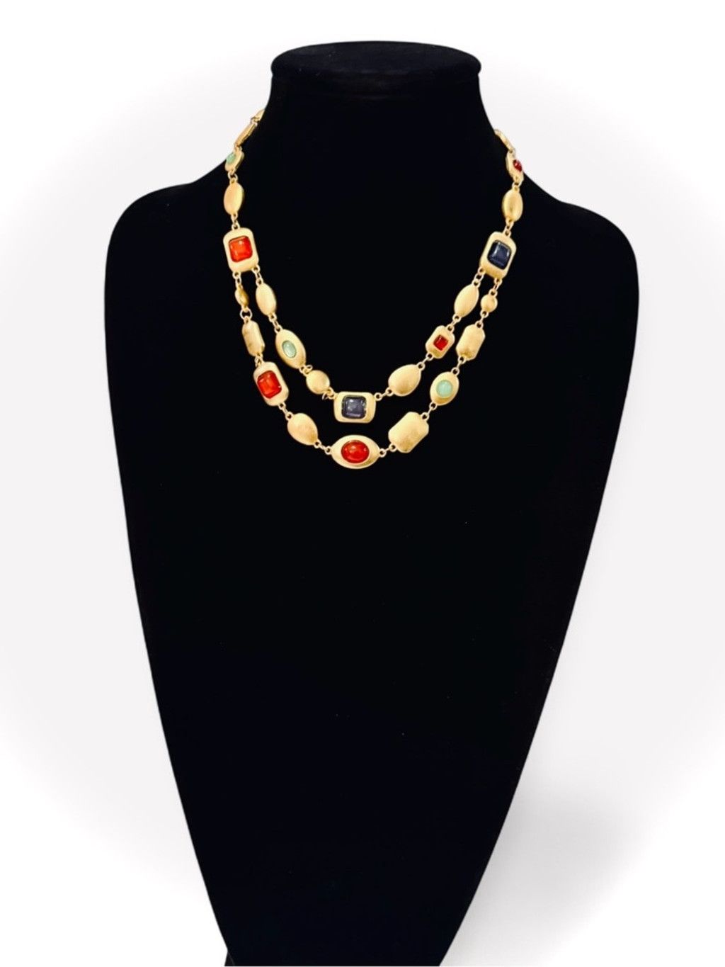 Neiman Marcus Luxury Gold Multi-Stone Double Strand Necklace | NEW Size ONE SIZE - 9 Thumbnail