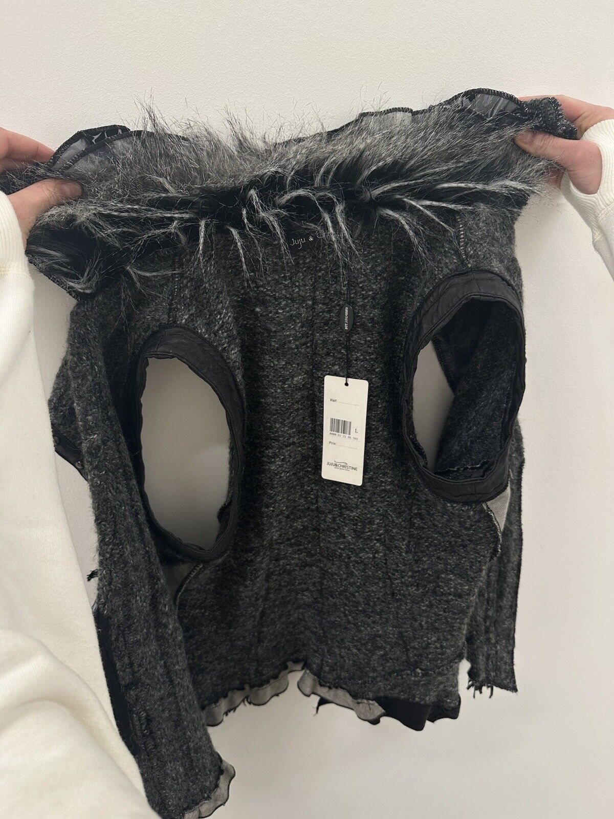 Vintage Juju Christine Knit y2k Vest Gilet Faux Fur Wool Steampunk Size L / US 10 / IT 46 - 9 Thumbnail