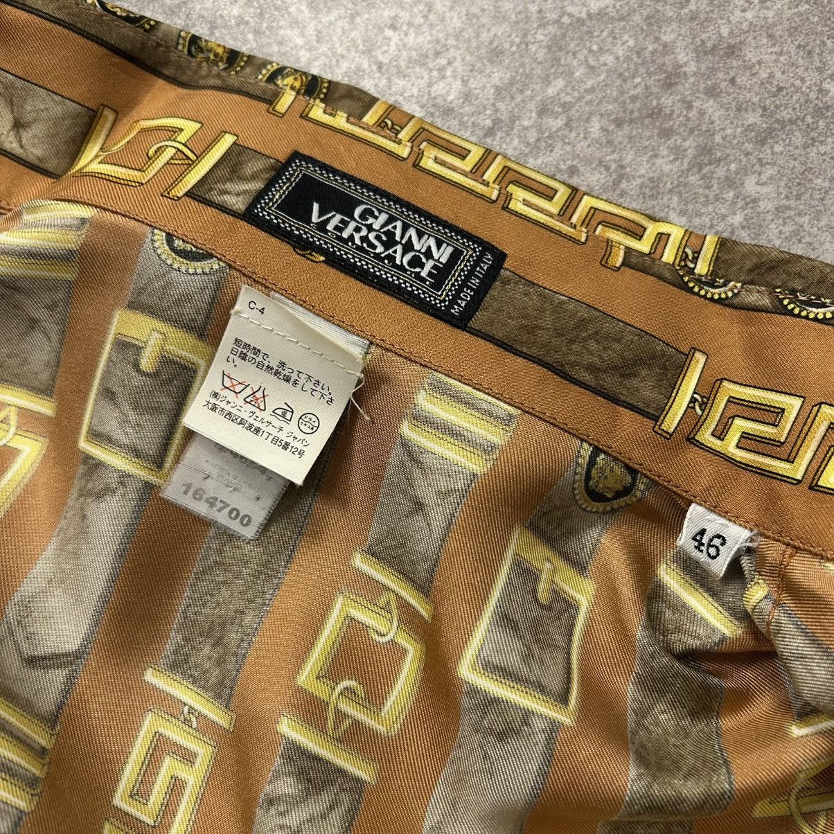 Versace × Vintage VTG 90s GIANNI VERSACE SILK SHIRT BAROQUE GREEK KEY MEDUSA Size US S / EU 44-46 / 1 - 6 Thumbnail