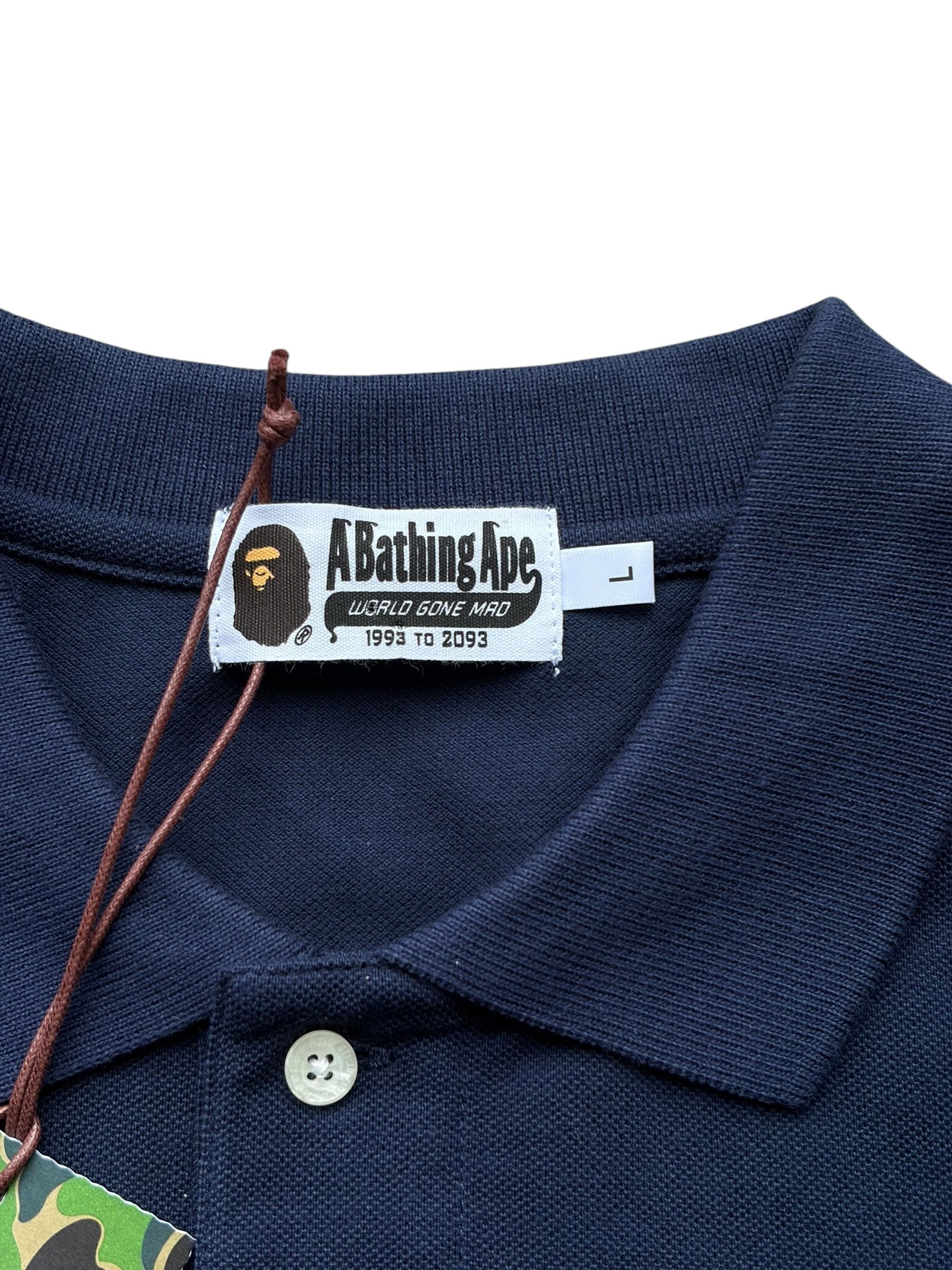 Bape Bape Navy Mini Ape Head Polo T-Shirt Size US L / EU 52-54 / 3 - 4 Thumbnail