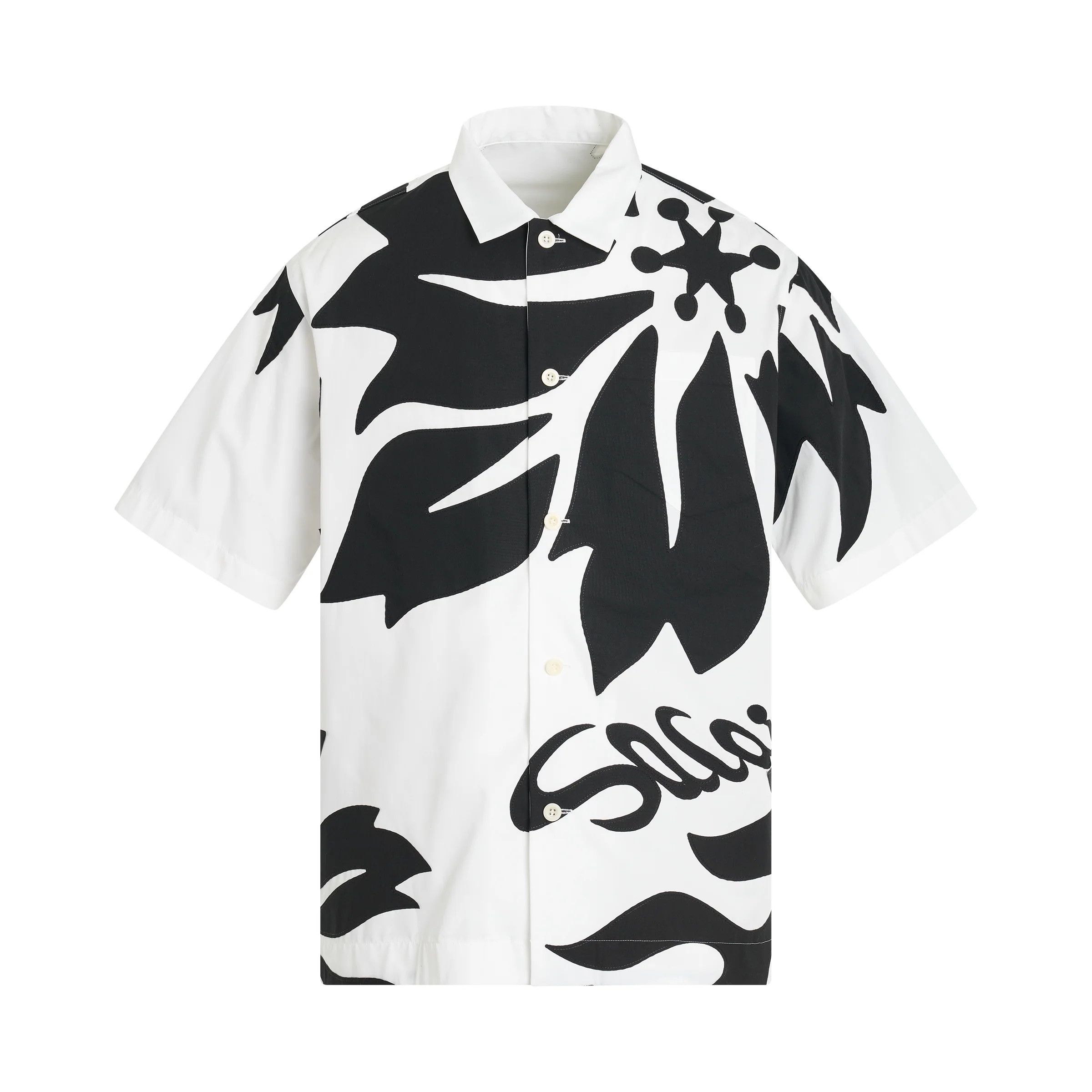 Sacai o1mris0824 Cotton Poplin Shirt in Black/White Size US S / EU 44-46 / 1 - 1 Thumbnail