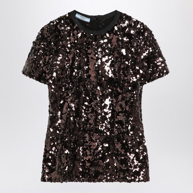 Prada Prada Plum-Coloured Sequin Top Size S / US 4 / IT 40 - 1 Thumbnail