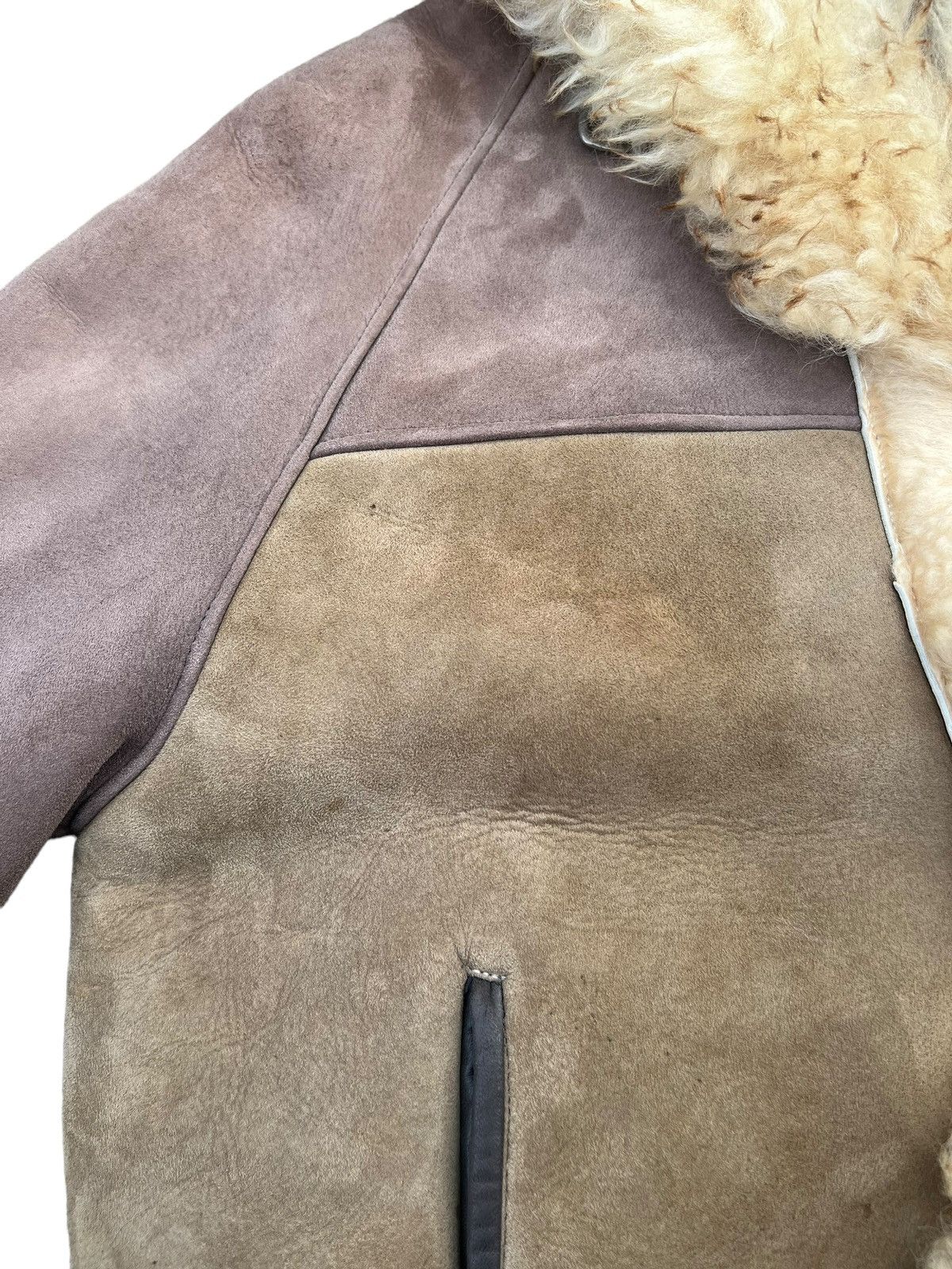 Vintage RARE! VTG Sheepskin Shearling Patina Leather Hoodie Jacket Size US S / EU 44-46 / 1 - 7 Thumbnail