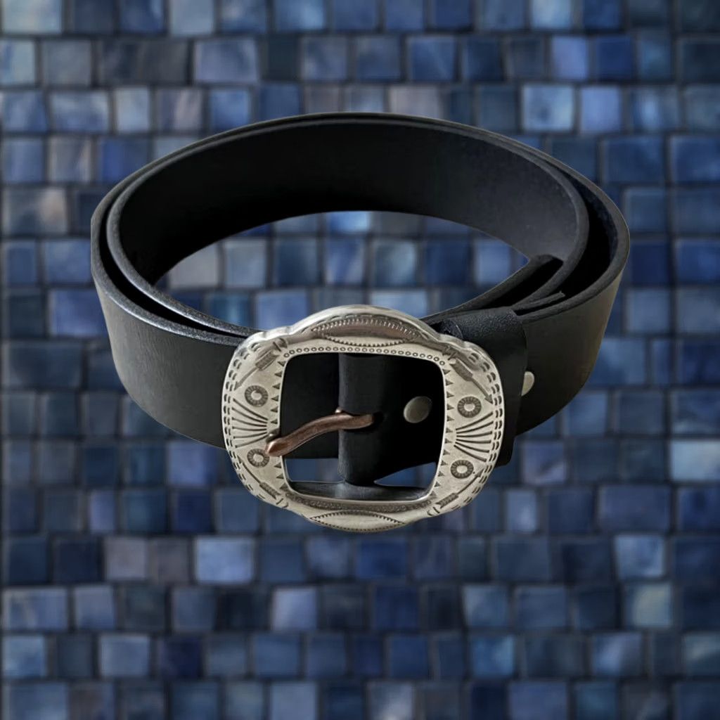 Ralph Lauren RRL Ralph Lauren Belt Black Leather Size 34 Men's Western Silver Buckle Size 34 - 1 Thumbnail