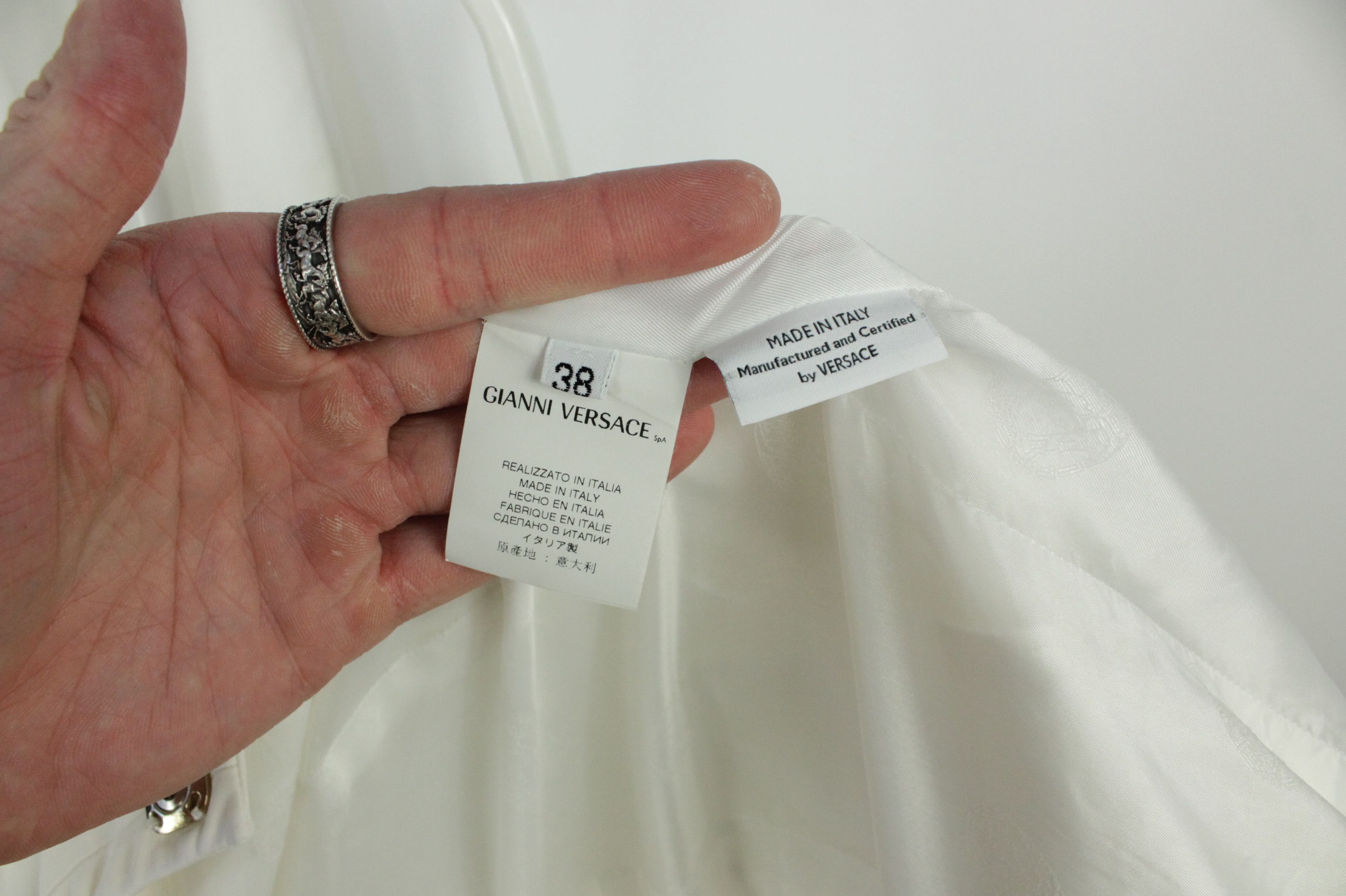 Versace Gianni Versace White Stretch Cotton Tailored Pants Suit Wmns Size XS / US 0-2 / IT 36-38 - 10 Thumbnail