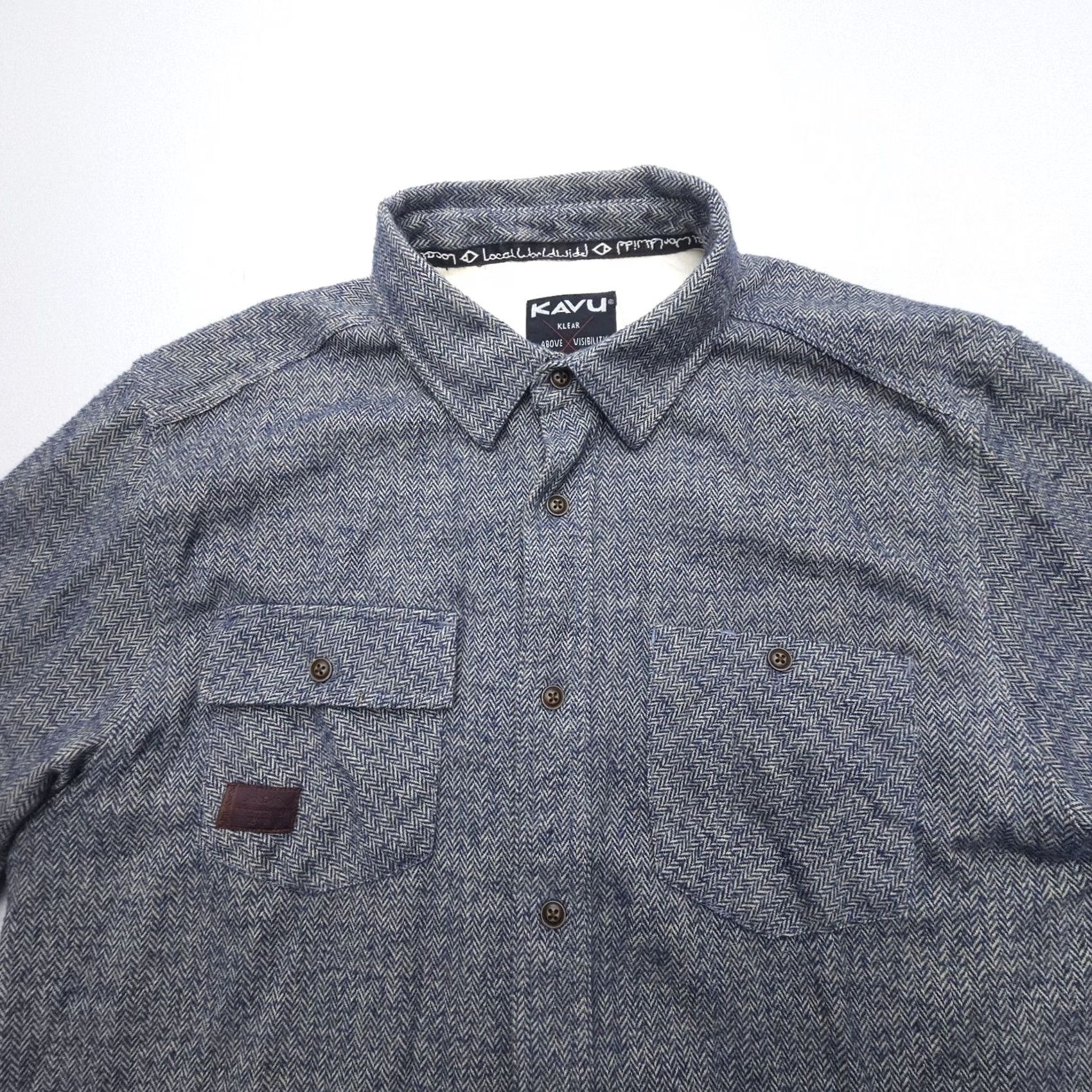 KAVU Kavu Long Sleeve Shirt Mens Medium Blue Flannel Outdoor Camp Cotton Herringbone Size US M / EU 48-50 / 2 - 4 Thumbnail