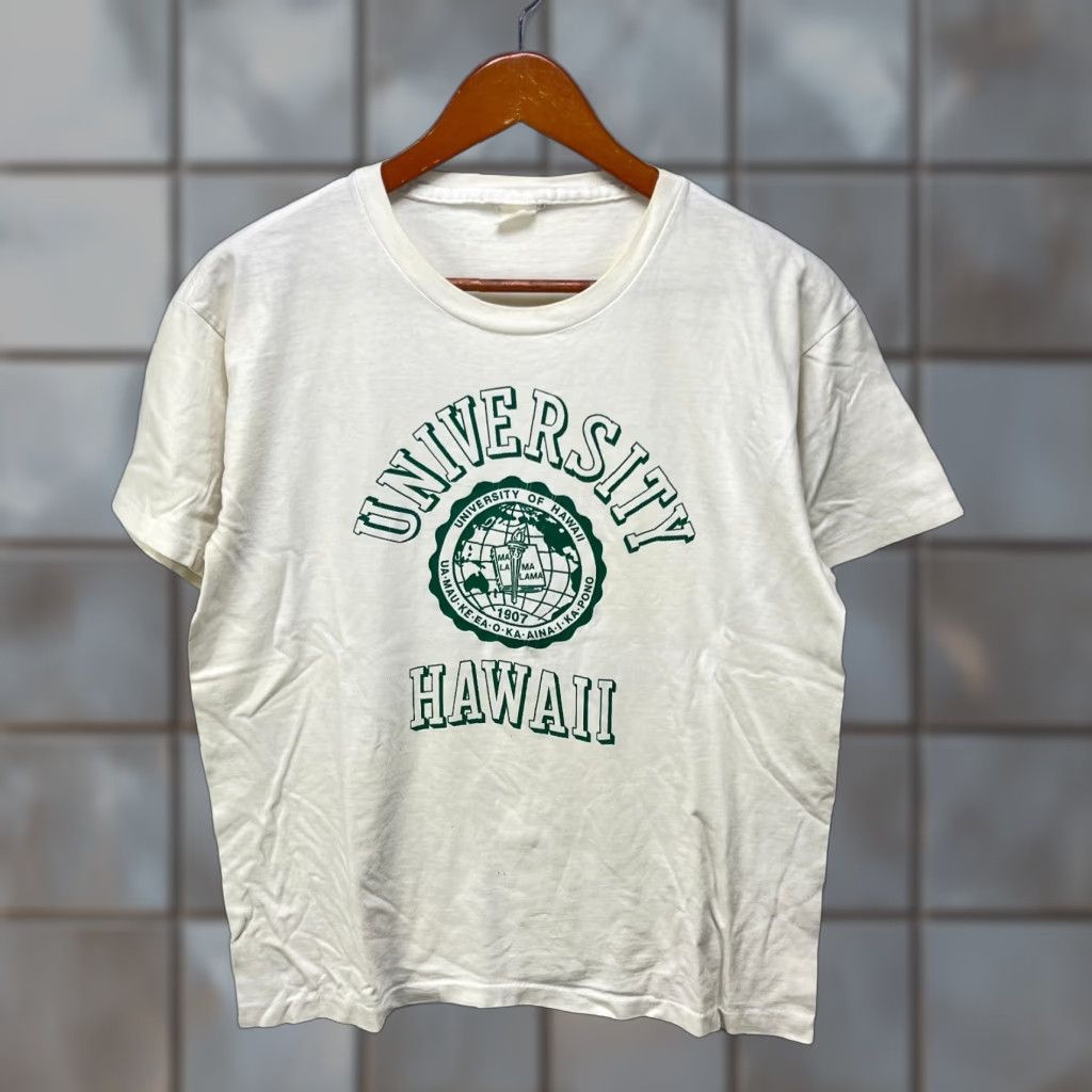 Vintage VINTAGE University Of Hawaii T Shirt 80s 90s Graphic Print Short Sleeve Crew Neck White Cotton M Mens Size US M / EU 48-50 / 2 - 1 Thumbnail