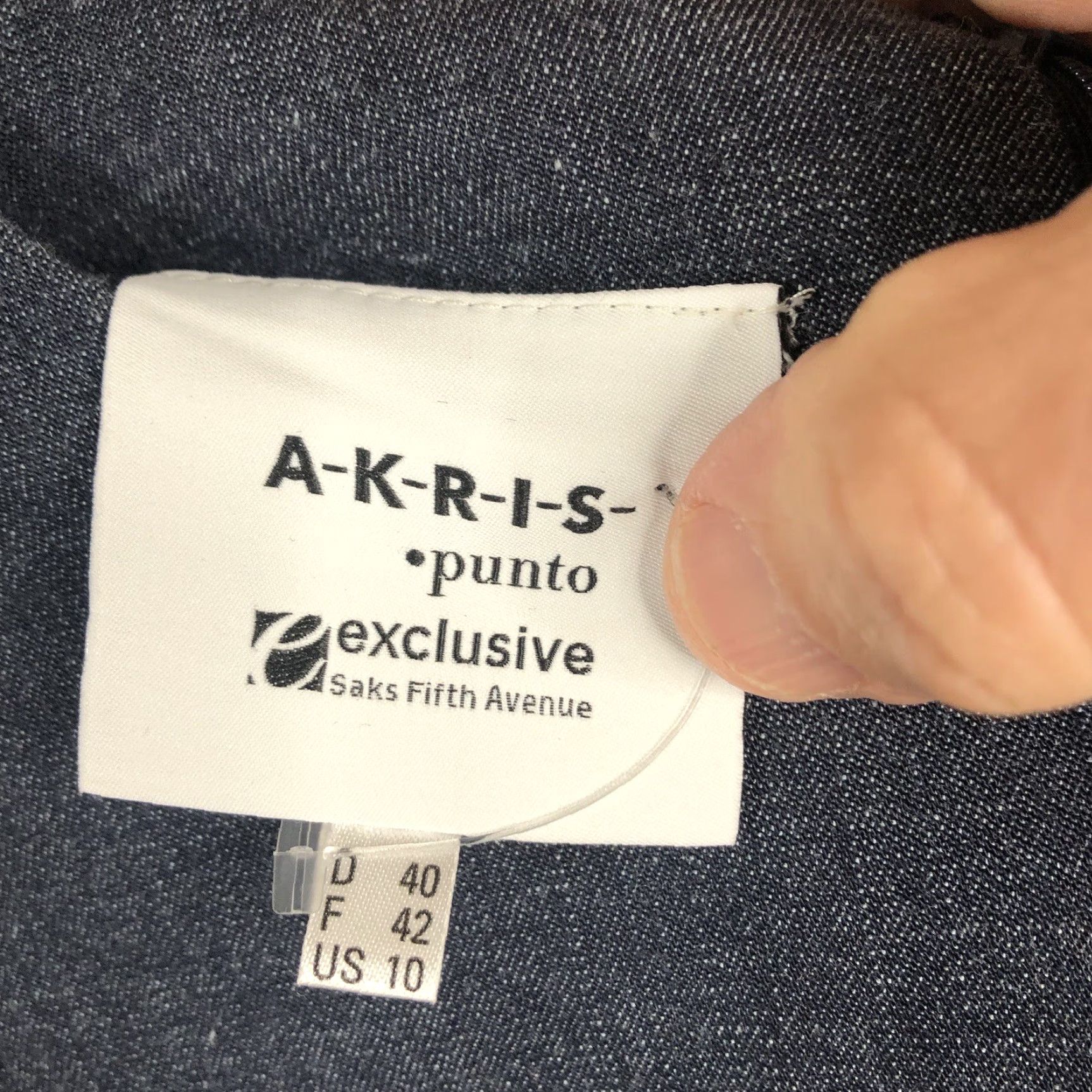 Vintage Akris Punto Dress Womens 10 Blue Denim Stretch Ruffle Raw Hem Shift Knee Length Size L / US 10 / IT 46 - 7 Thumbnail