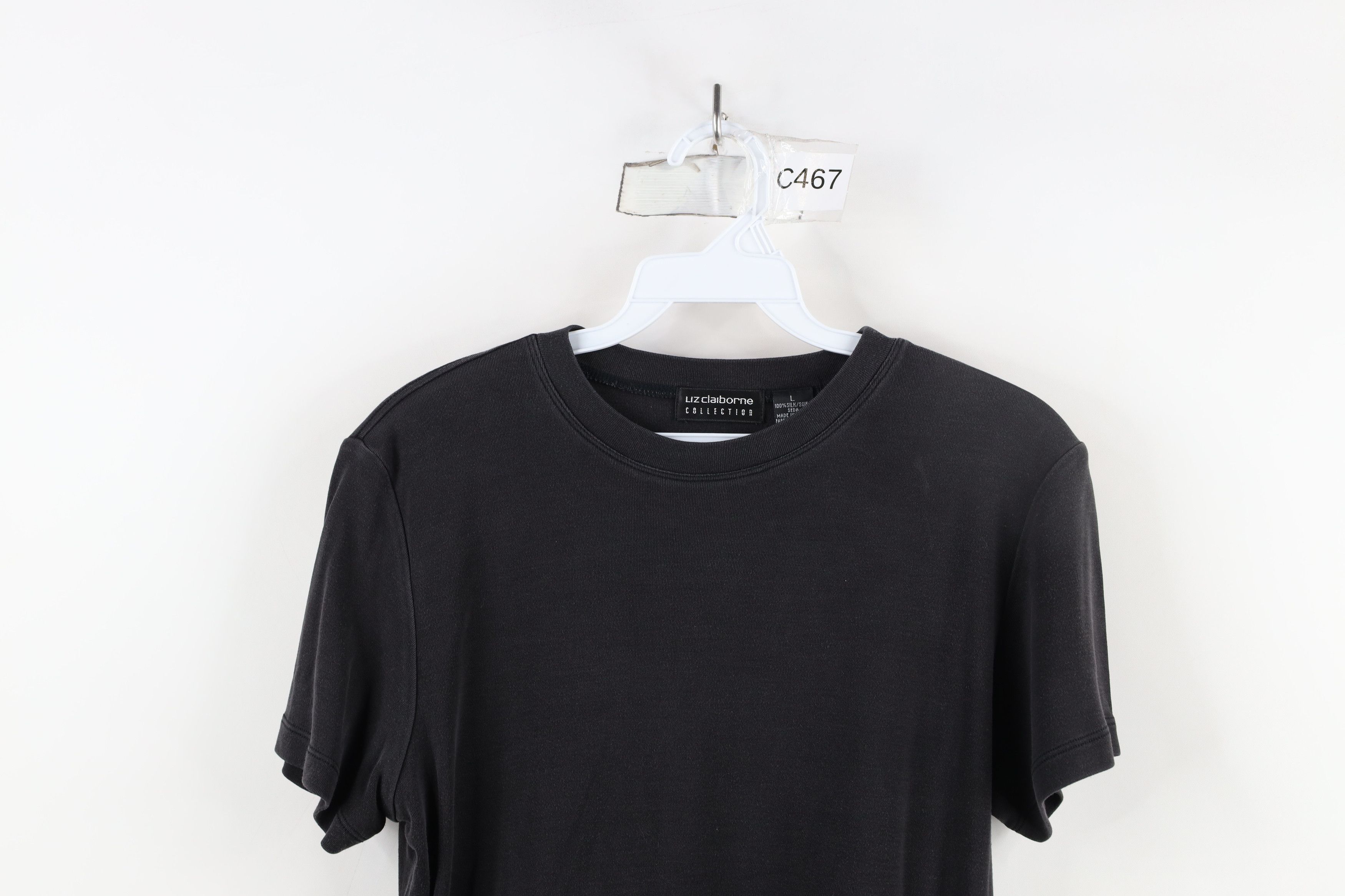 Vintage Vintage 90s Streetwear Blank Cropped Silk T-Shirt Black Size L / US 10 / IT 46 - 2 Thumbnail