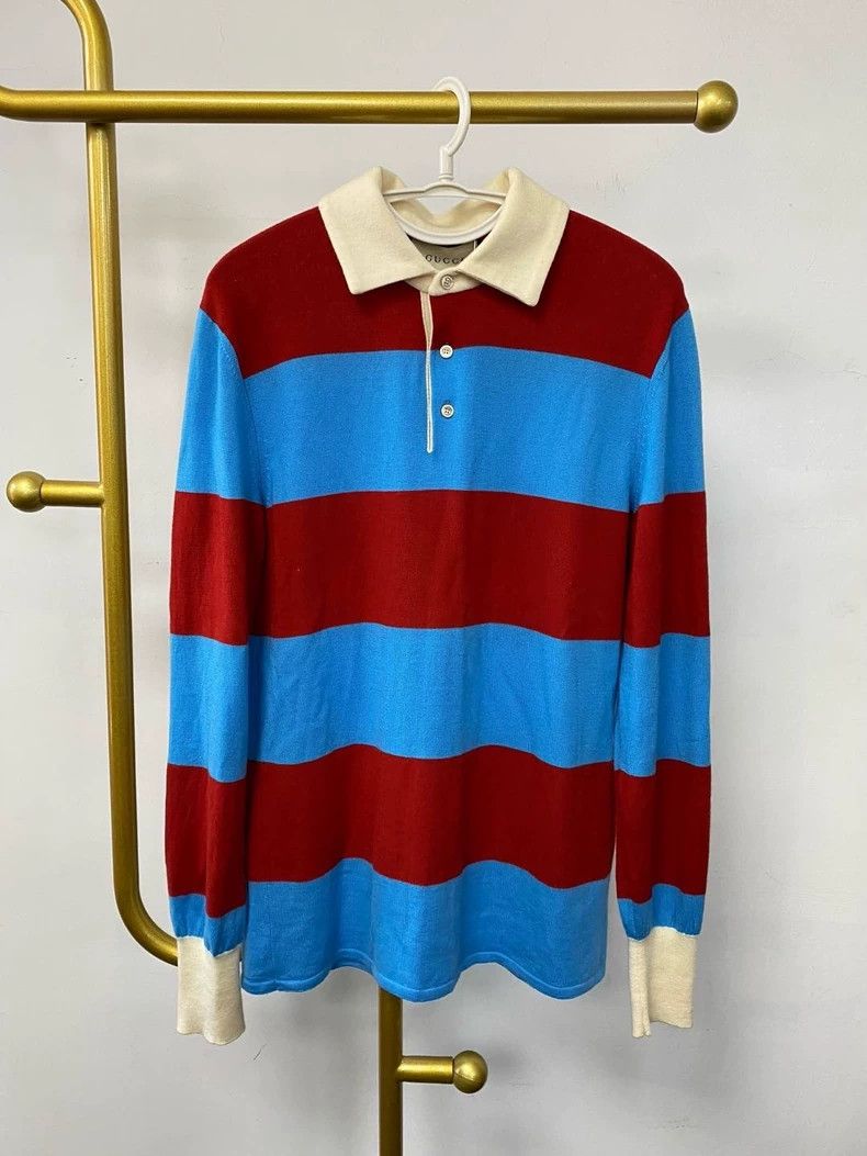 Gucci Gucci Red and blue color-blocked long-sleeved sweater 2502- Size US M / EU 48-50 / 2 - 1 Thumbnail