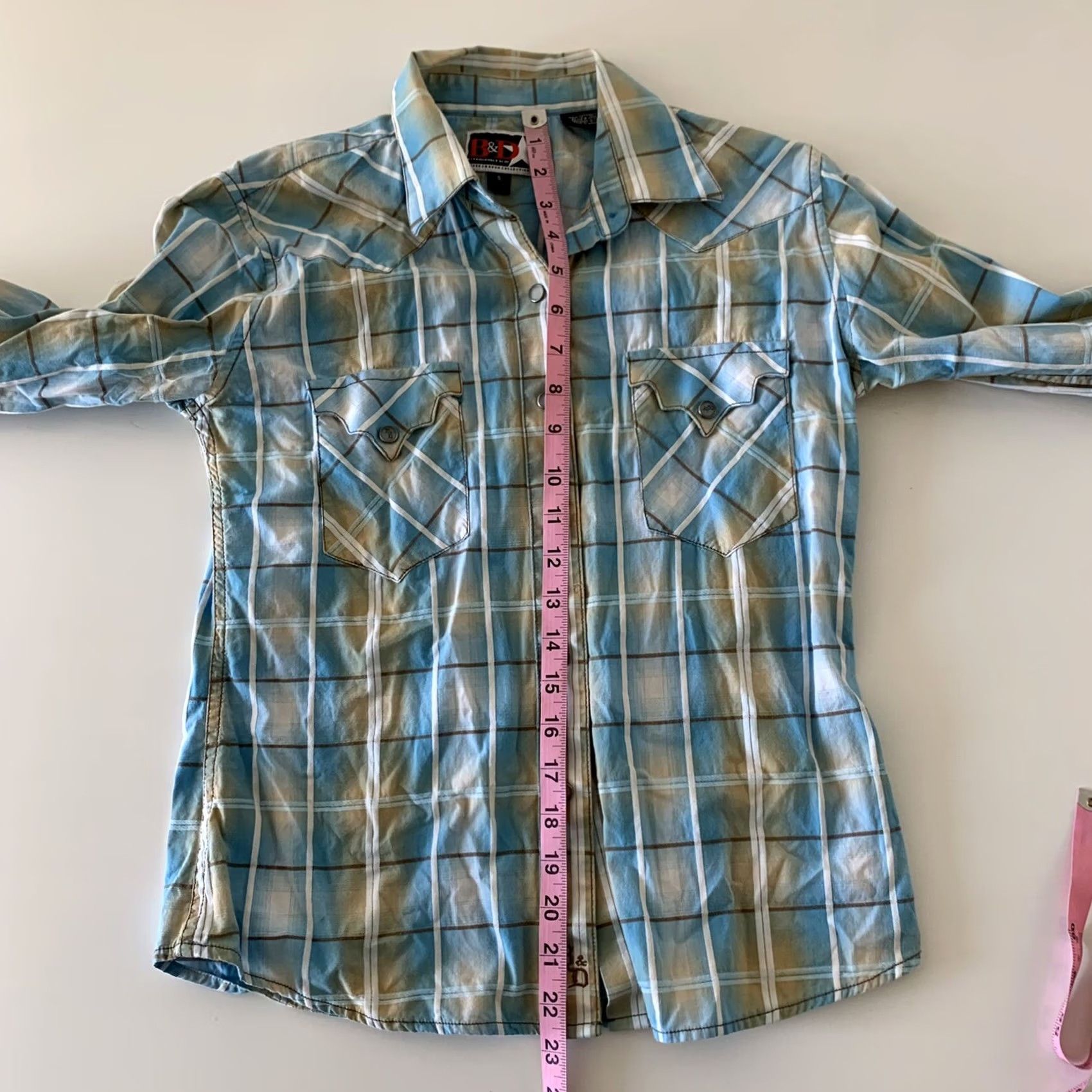 Vintage Brooks & Dunn Panhandle Slim Long Sleeve Plaid Snap Shirt Women's S Blue Size S / US 4 / IT 40 - 5 Thumbnail