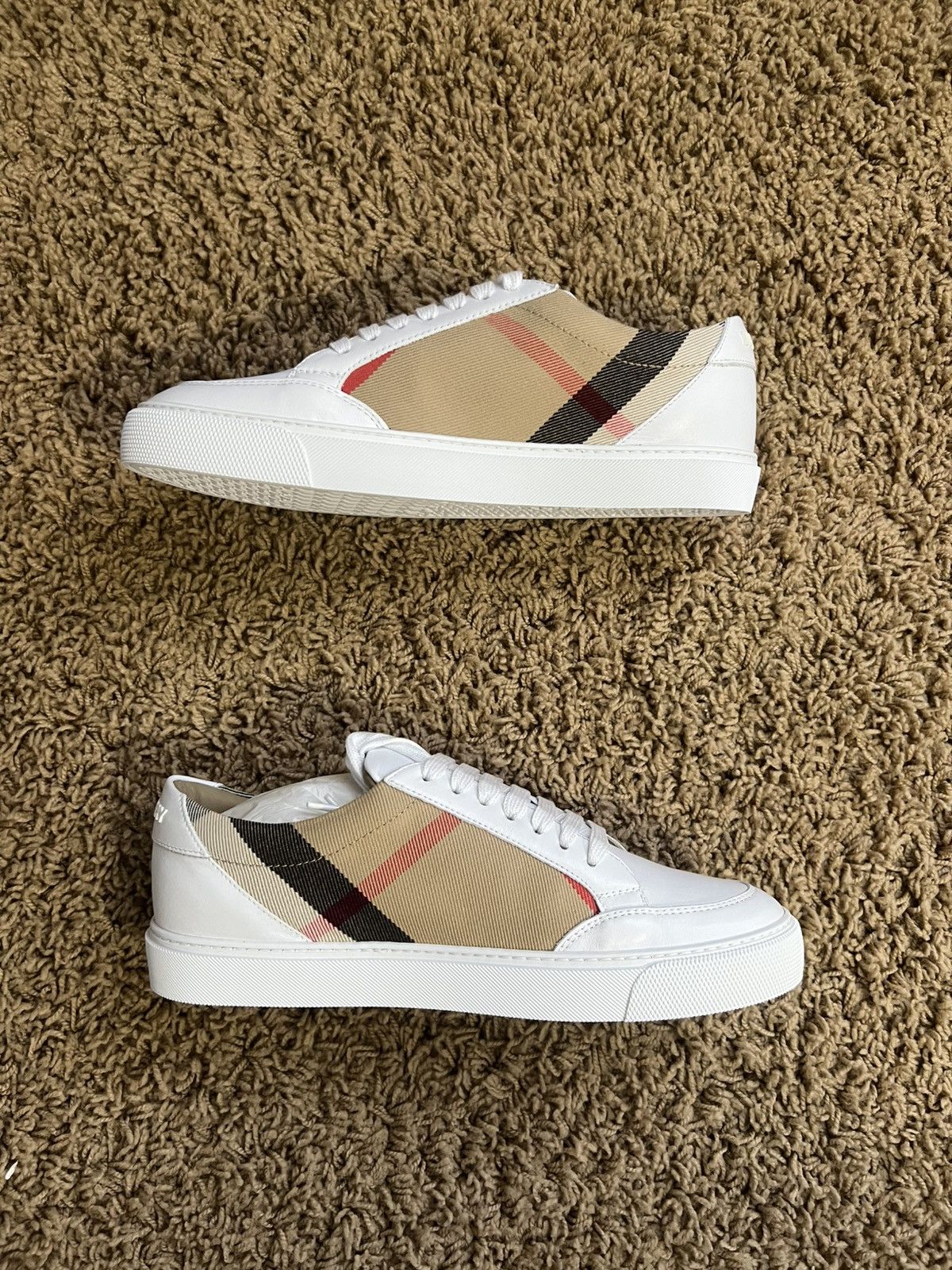 Burberry Burberry Leather Check Sneakers - White / Burberry Stripe Size US 8.5 / IT 38.5 - 2 Thumbnail