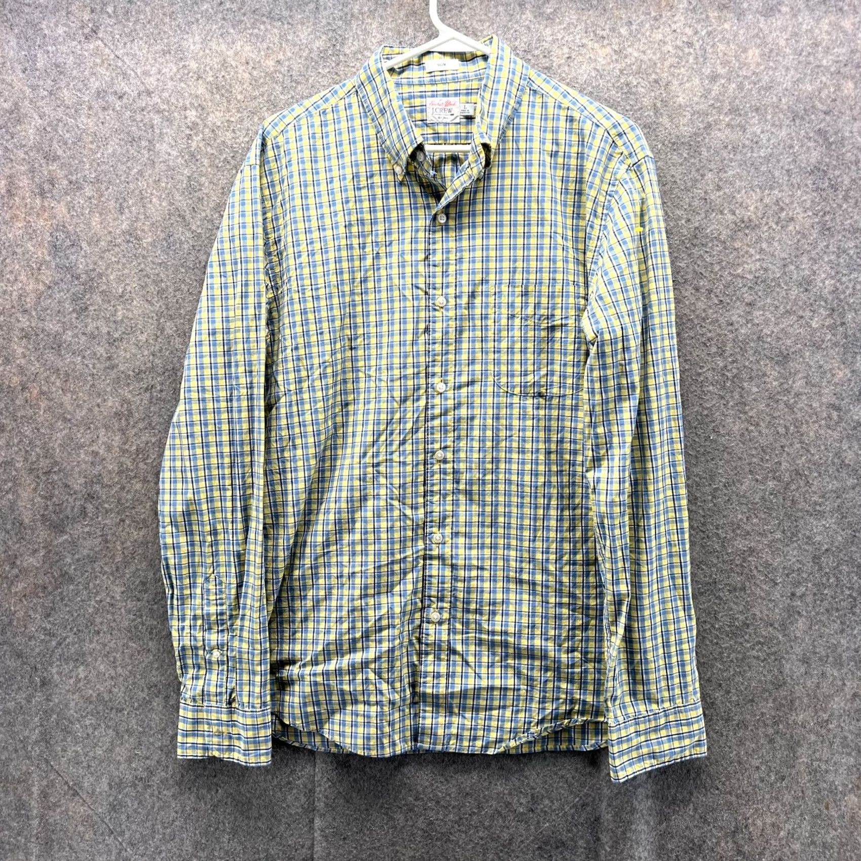J.Crew J.CREW Shirt Men Large Cotton Green Yellow Button-Down Slim Plaid Casual Formal Workwear 44 in Chest Vintage No Size US L / EU 52-54 / 3 - 2 Thumbnail