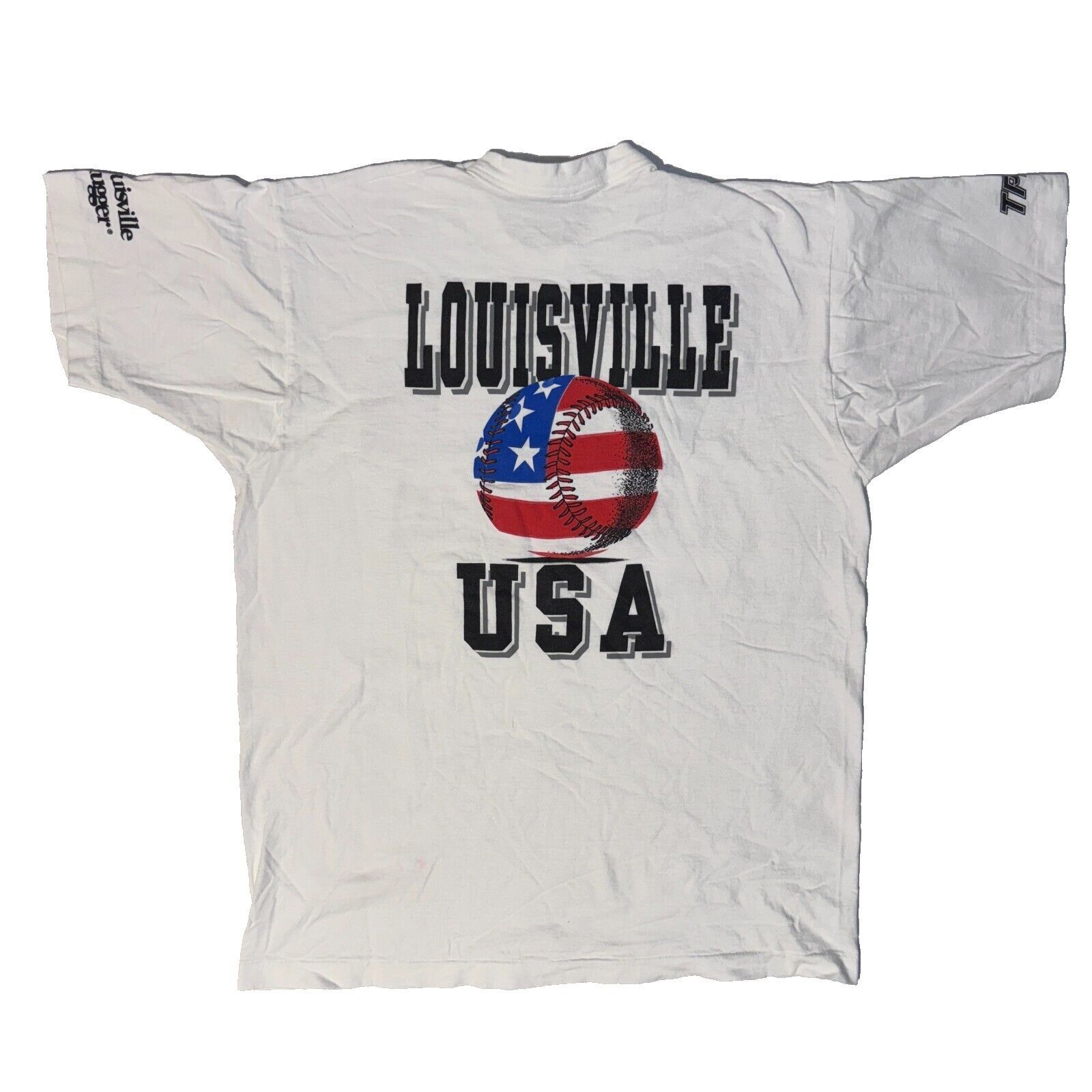 Louisville Slugger Vintage 90s Louisville Slugger Baseball USA Flag Logo Tshirt Size US XL / EU 56 / 4 - 1 Thumbnail