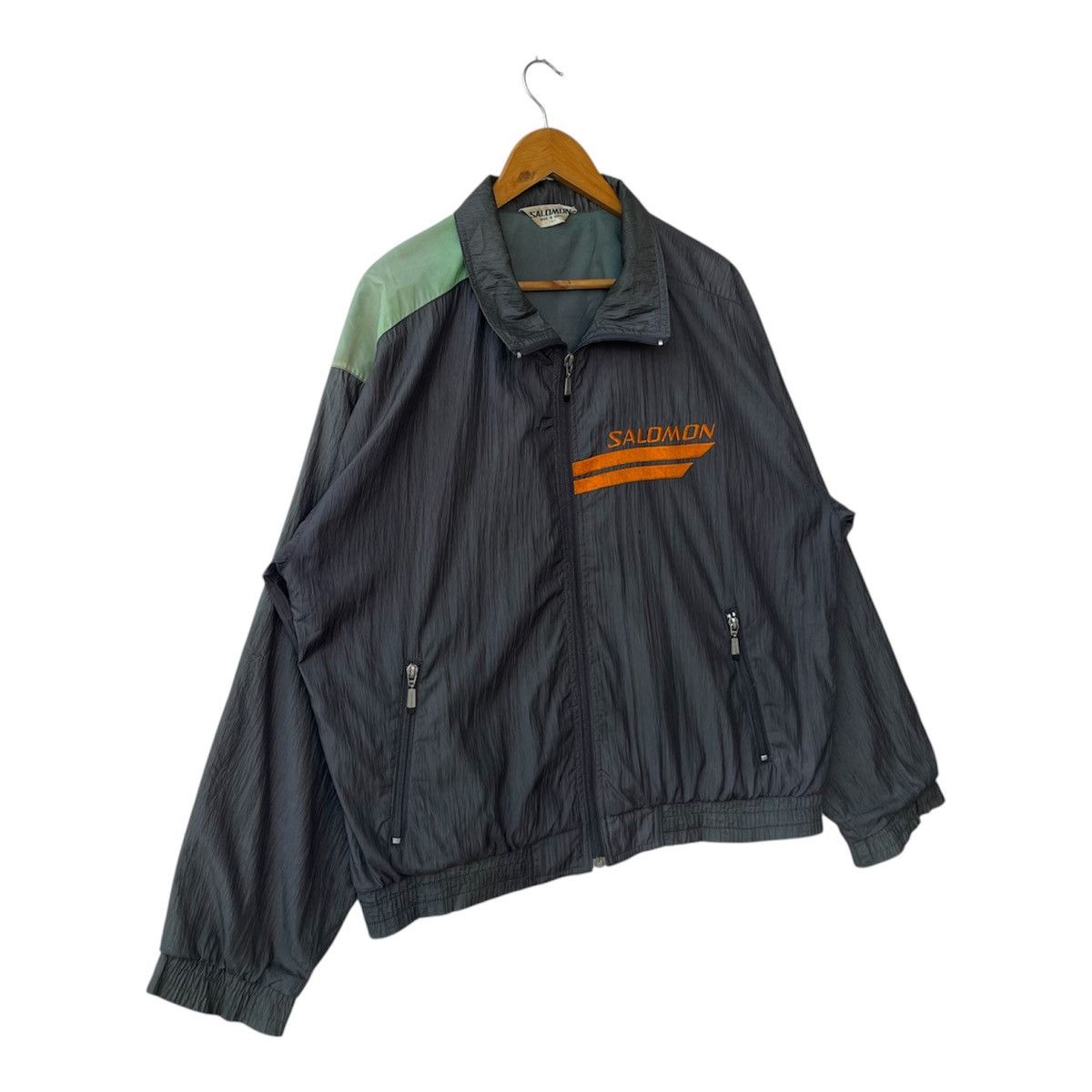 Salomon Vintage 90s Salomon Crinkled Nylon Windbreaker Jacket Size US L / EU 52-54 / 3 - 1 Thumbnail