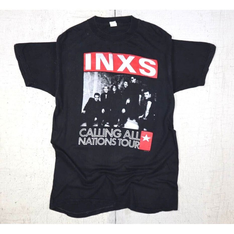 Vintage Vintage 80s INXS Calling All Nations Tour Band T Shirt XL Size US XL / EU 56 / 4 - 1 Thumbnail
