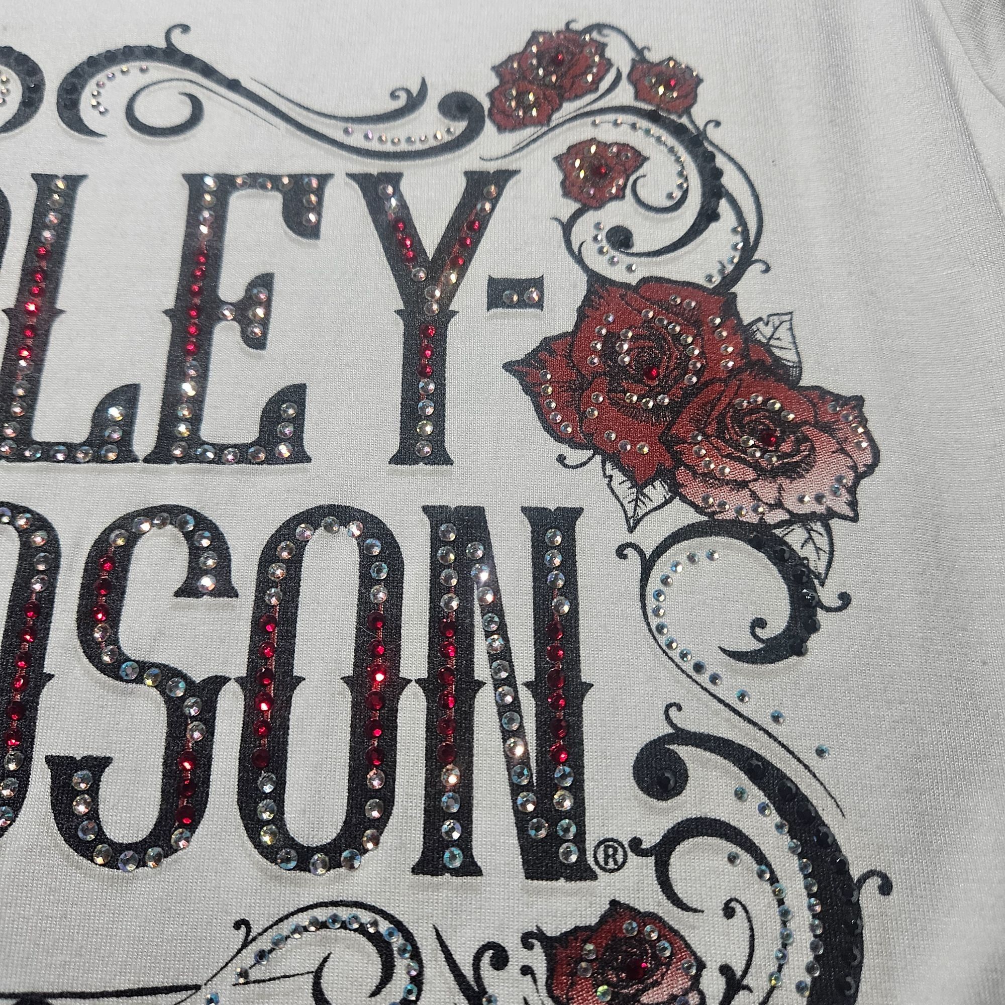 Other Harley-Davidson Women’s White Graphic Tee M Rhinestone Biker Size M / US 6-8 / IT 42-44 - 5 Thumbnail