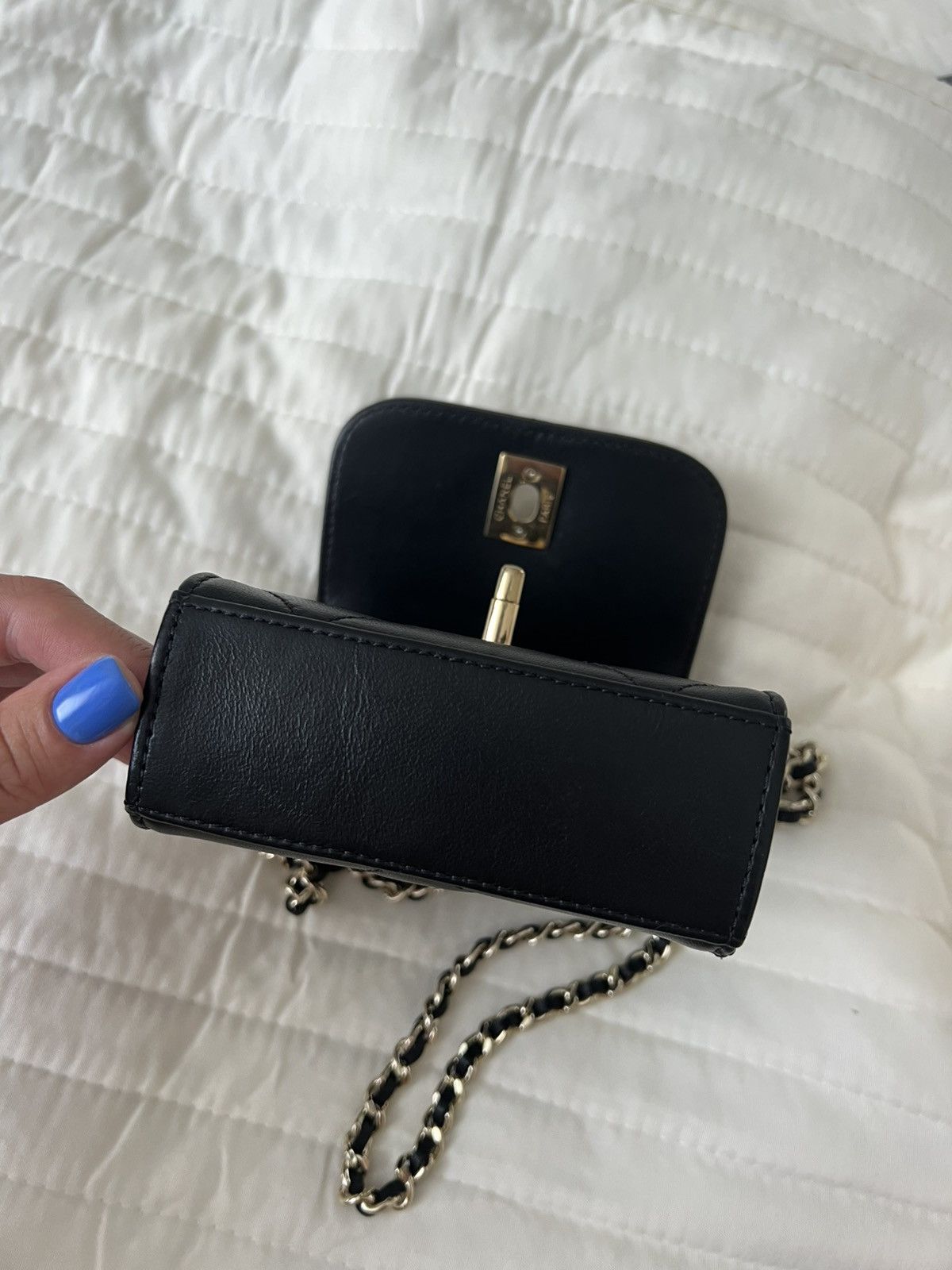 Chanel Chanel Lambskin Quilted Mini Trendy CC Chain Wallet Black Size ONE SIZE - 11 Thumbnail