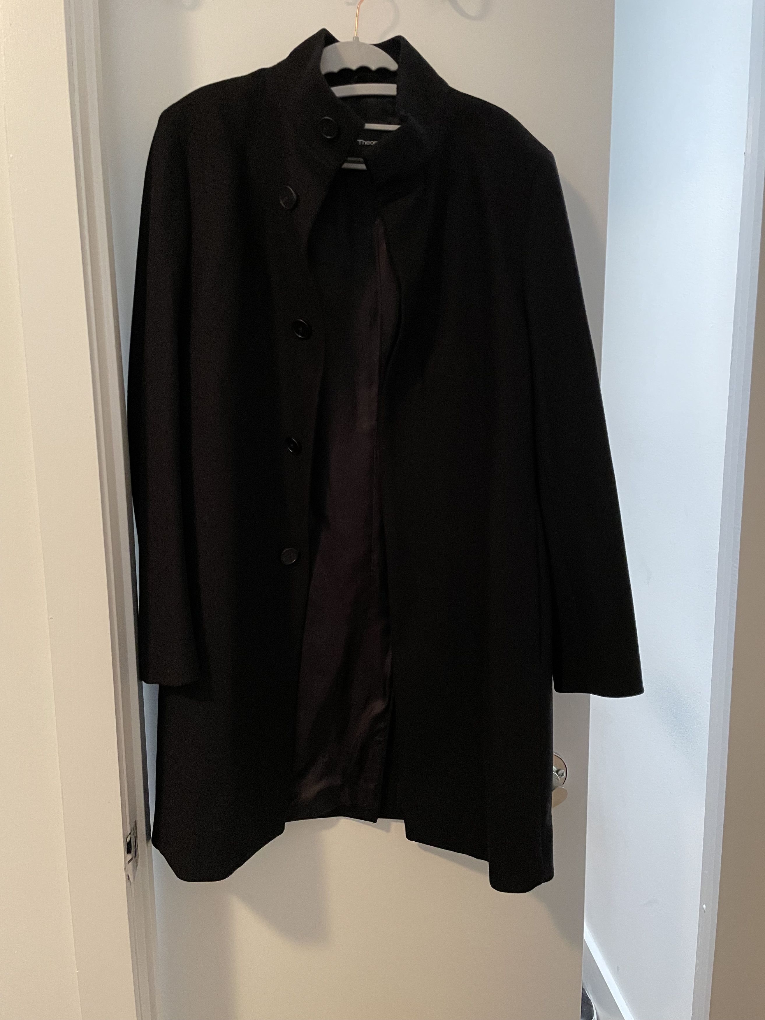 image of Theory Belvin Wool-Blend Coat in Black, Men's (Size Small)