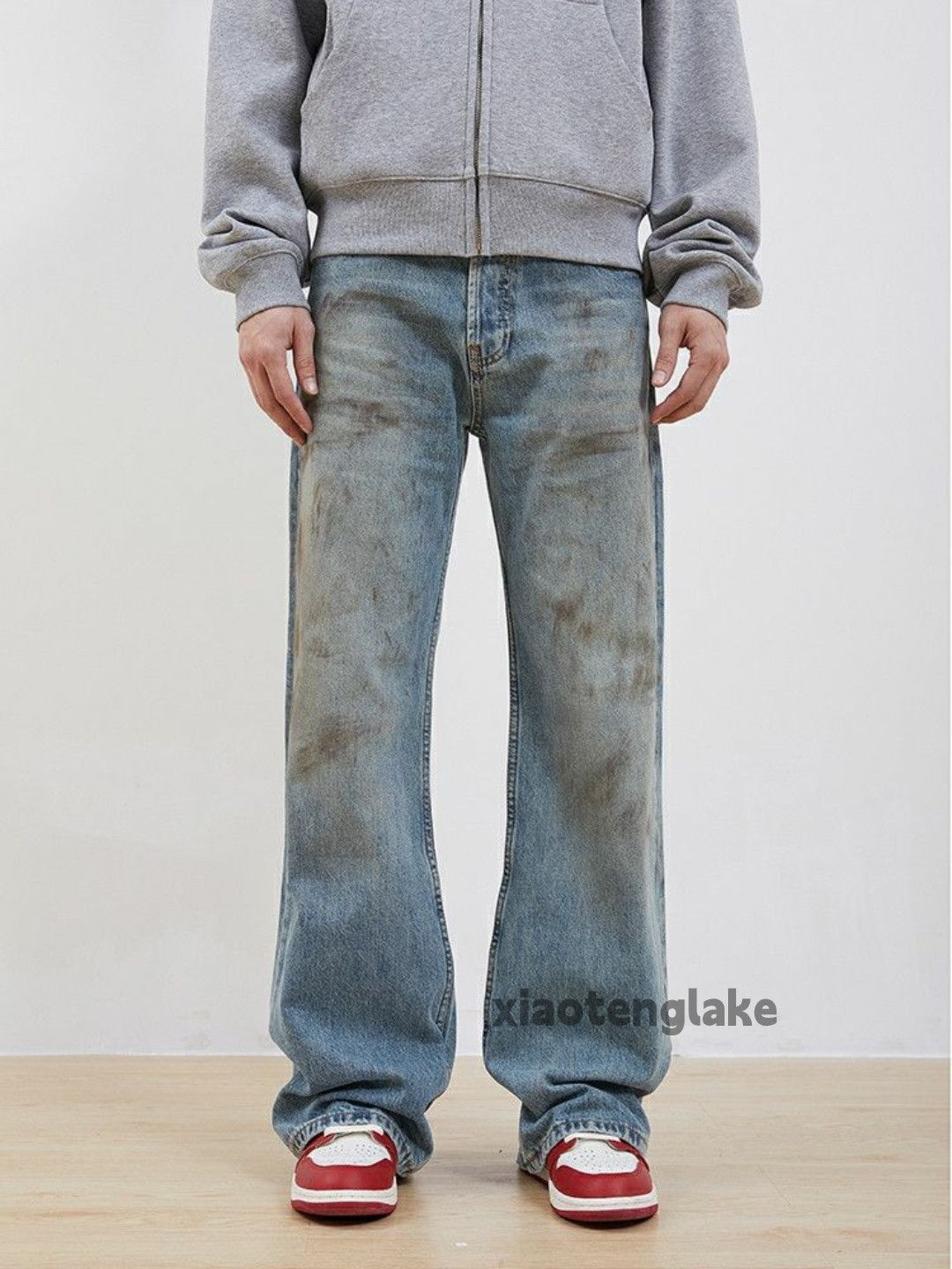 Jean × Vintage washed faded stain paint rusty loose baggy jeans Size US 32 / EU 48 - 1 Thumbnail