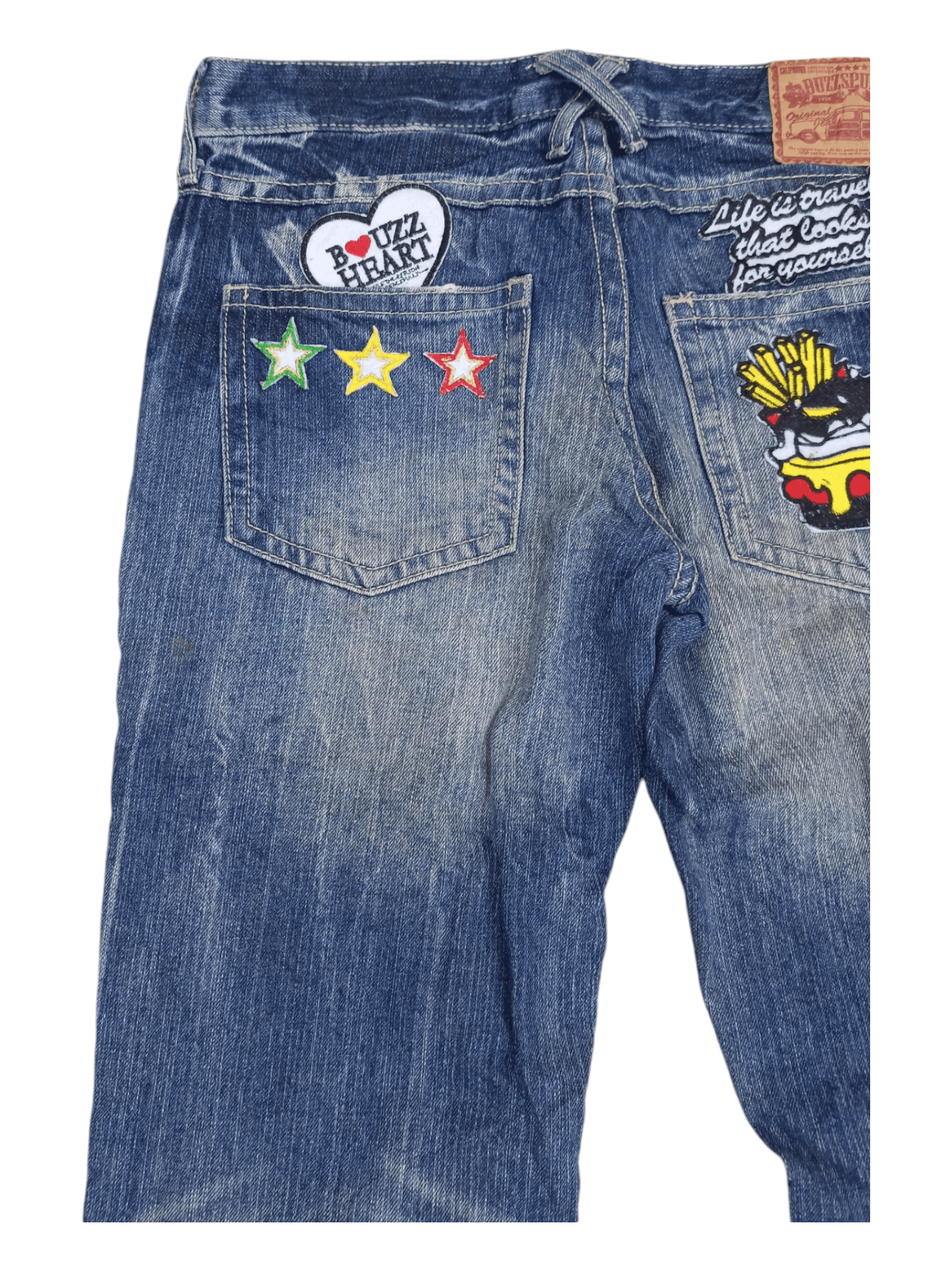Japanese Brand BUZZSPUNKY Big Blowout Patched Distressed Flare Jeans Size US 29 - 10 Thumbnail