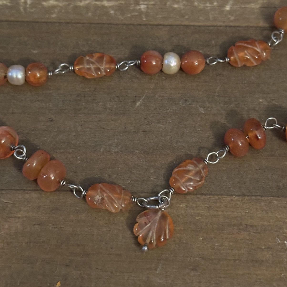 Vintage Vintage layered triple strand Carnelian and pearl necklace Size ONE SIZE - 3 Thumbnail