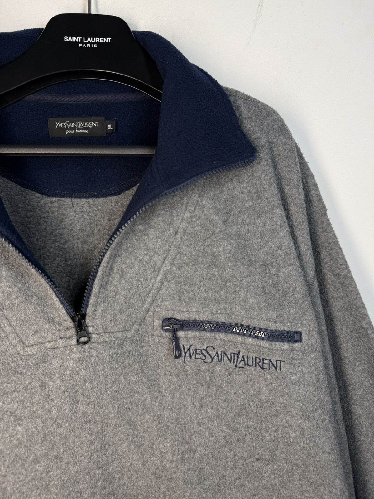 90s Fleece YSL Sweatshirt 1/4 Quarter Zip Sweater Vintage